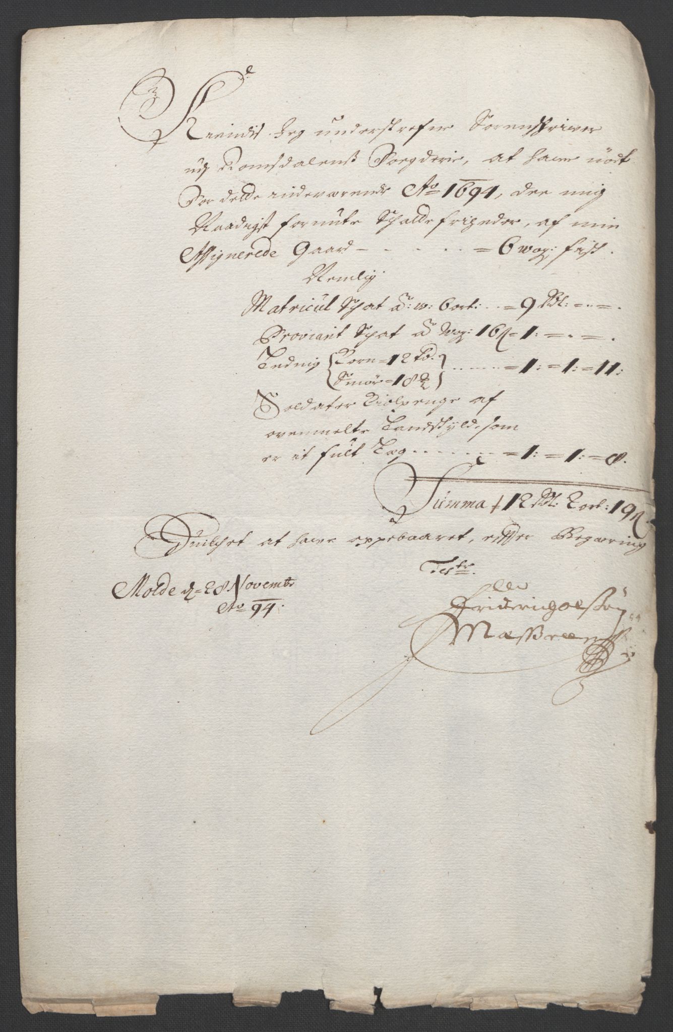 Rentekammeret inntil 1814, Reviderte regnskaper, Fogderegnskap, RA/EA-4092/R55/L3651: Fogderegnskap Romsdal, 1693-1694, s. 292