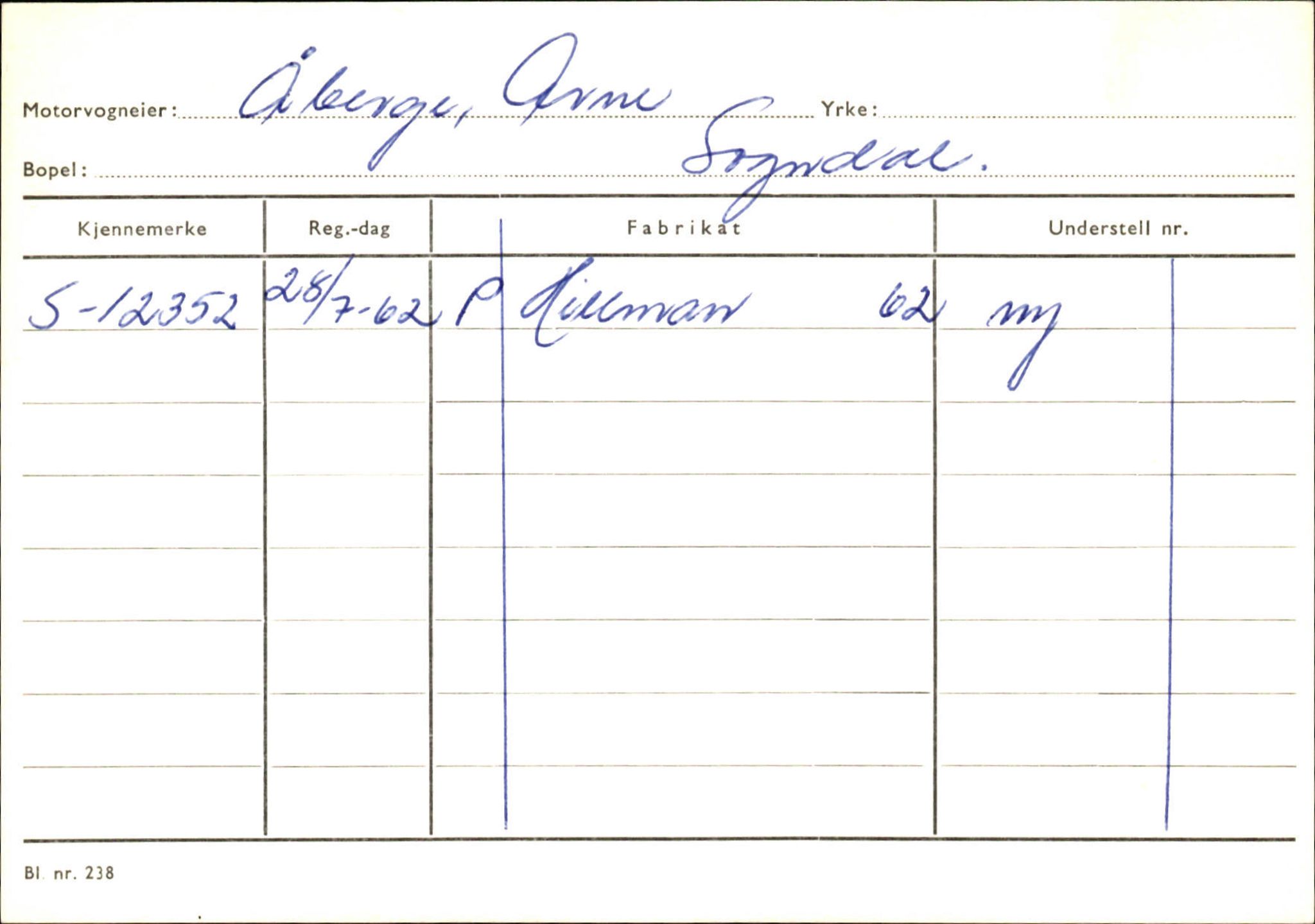 Statens vegvesen, Sogn og Fjordane vegkontor, AV/SAB-A-5301/4/F/L0125: Eigarregister Sogndal V-Å. Aurland A-Å. Fjaler A-N, 1945-1975, s. 315