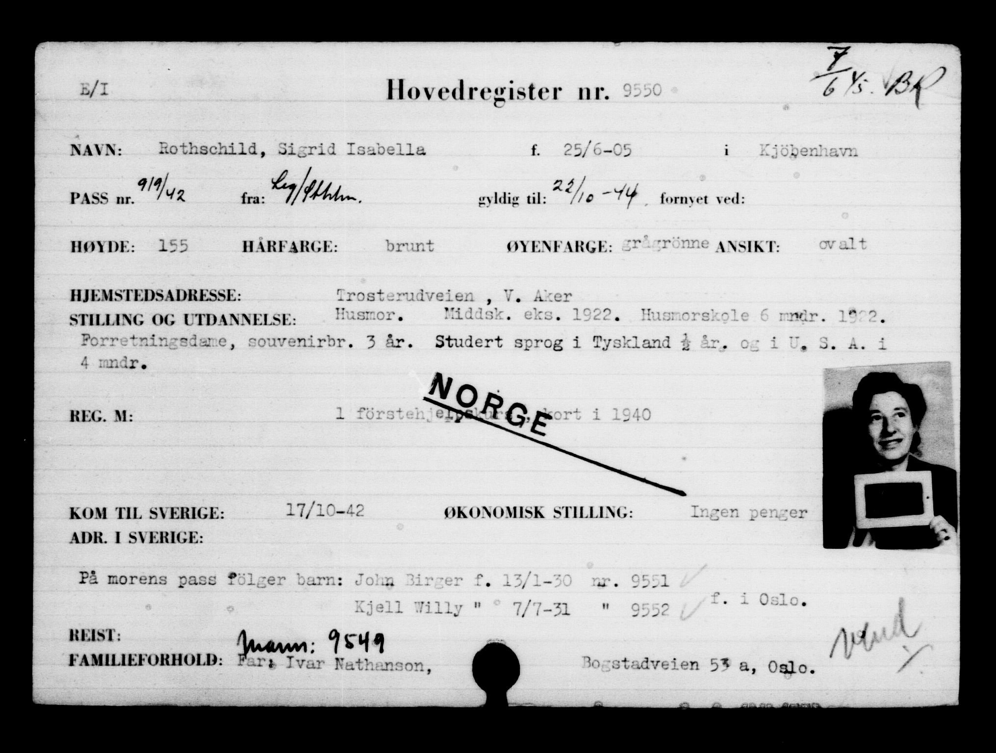 Utenriksstasjonene, Legasjonen i Stockholm, Flyktningkontoret, AV/RA-S-6753/V/Va/L0006: Kjesäterkartoteket, flyktninger med registreringsnr. 9400-12711, 1940-1945, s. 162