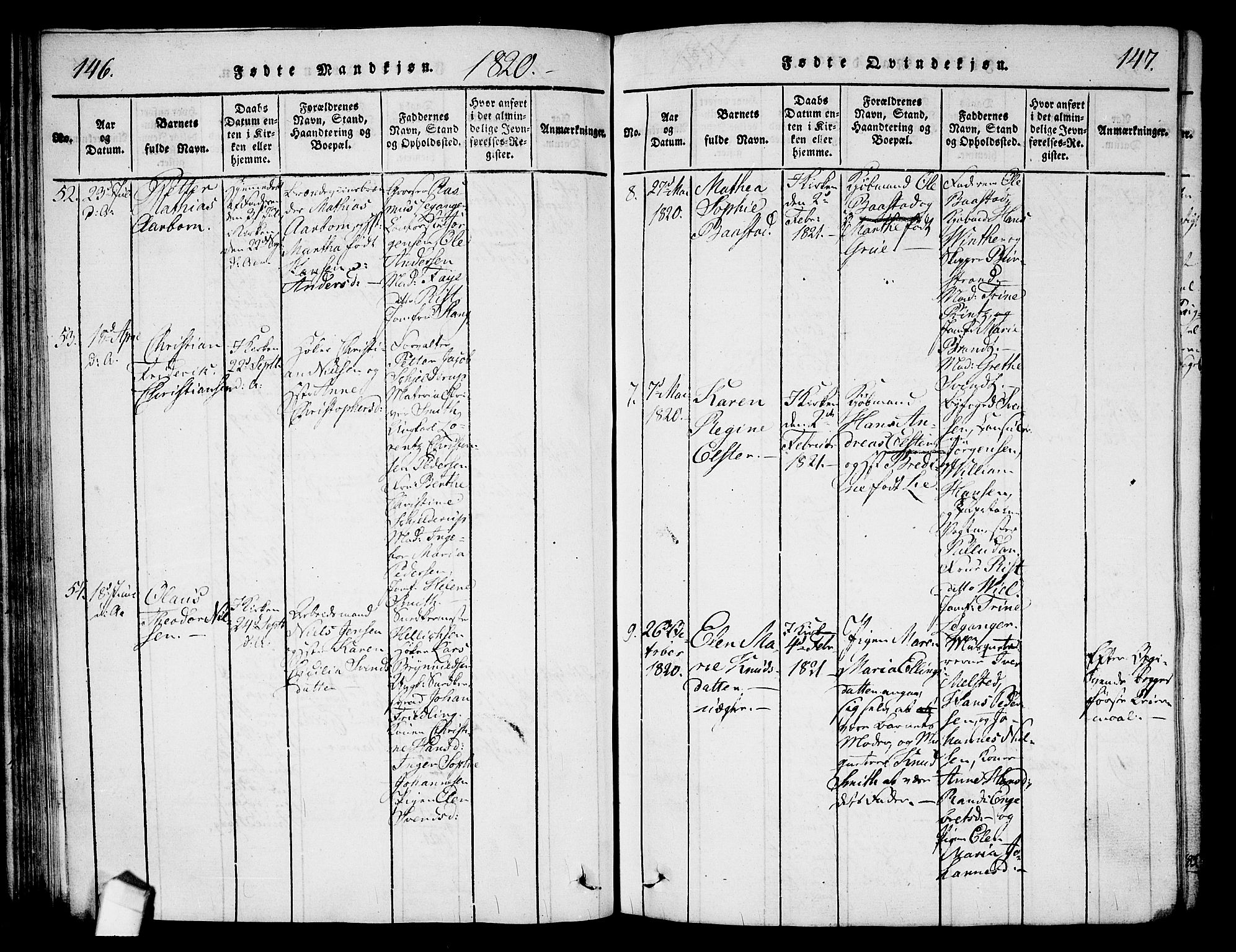 Halden prestekontor Kirkebøker, AV/SAO-A-10909/G/Ga/L0001: Klokkerbok nr. 1, 1815-1833, s. 146-147