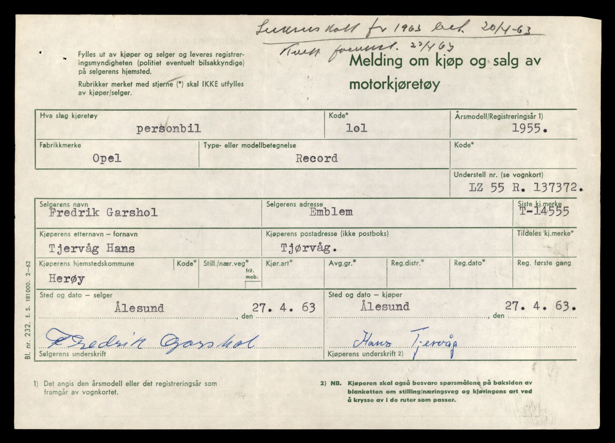 Møre og Romsdal vegkontor - Ålesund trafikkstasjon, AV/SAT-A-4099/F/Fe/L0046: Registreringskort for kjøretøy T 14445 - T 14579, 1927-1998