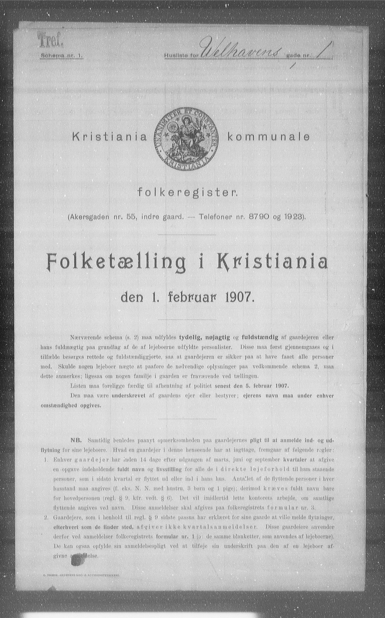 OBA, Kommunal folketelling 1.2.1907 for Kristiania kjøpstad, 1907, s. 64737
