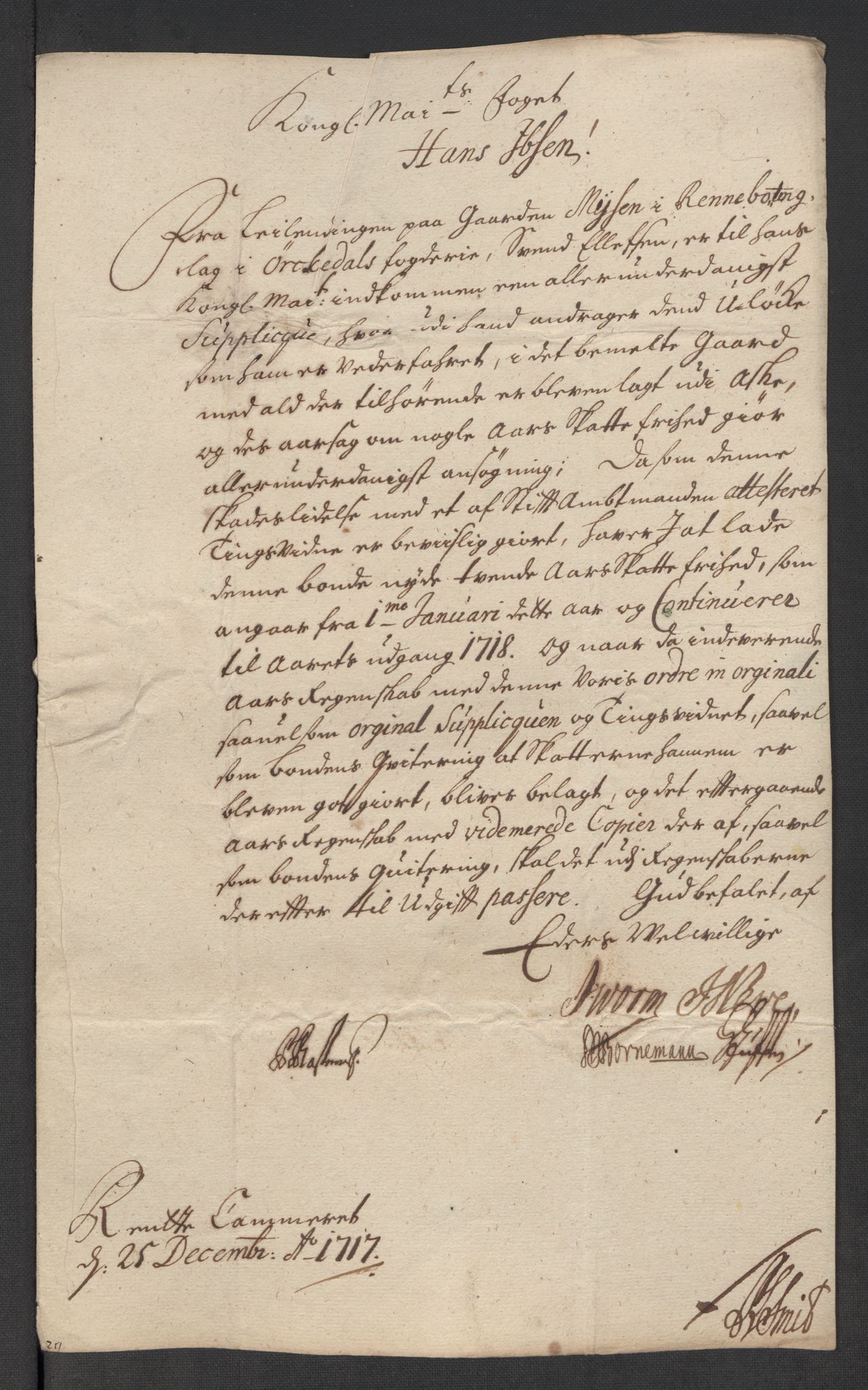 Rentekammeret inntil 1814, Reviderte regnskaper, Fogderegnskap, RA/EA-4092/R60/L3969: Fogderegnskap Orkdal og Gauldal, 1717, s. 513