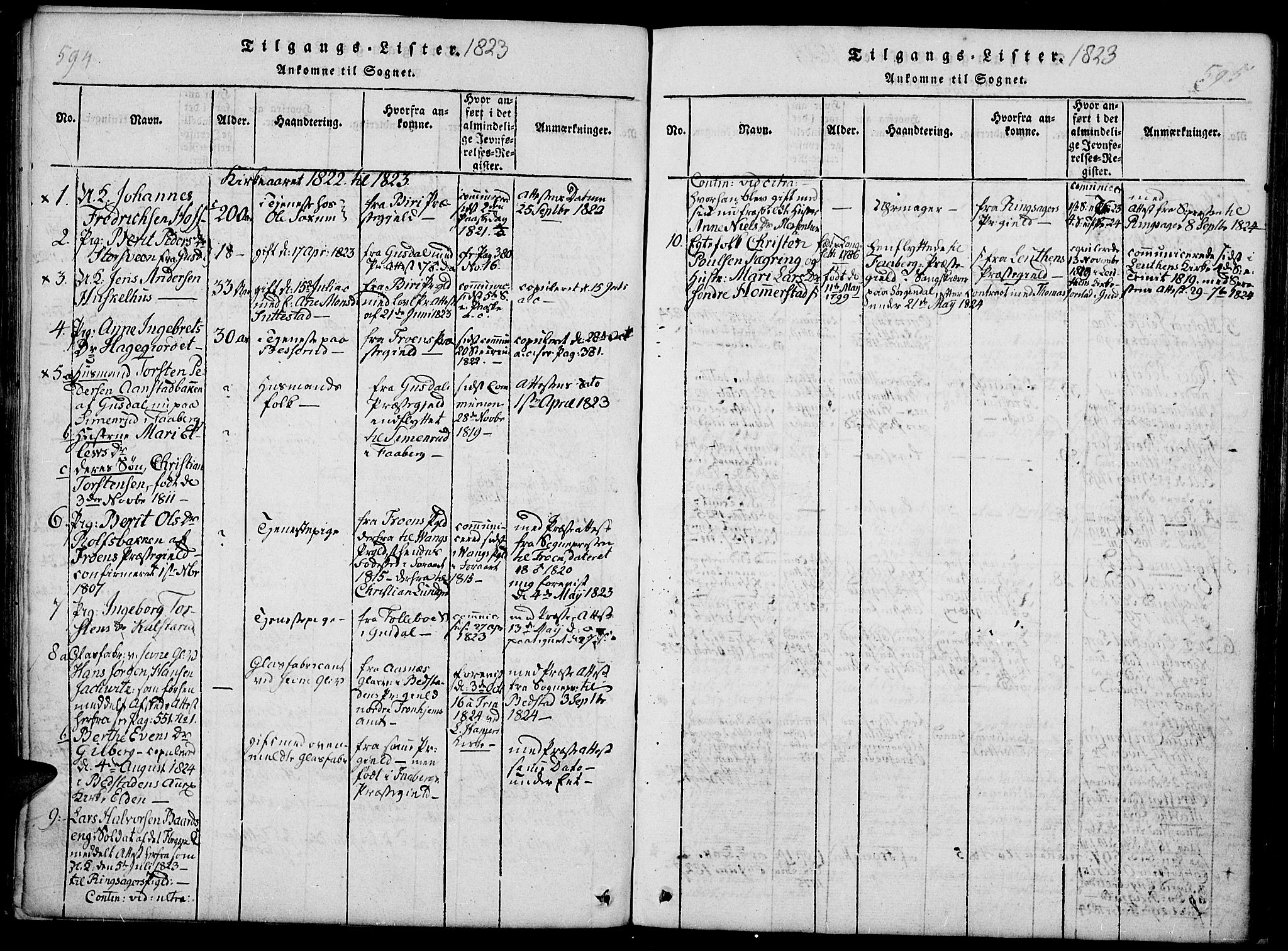 Fåberg prestekontor, AV/SAH-PREST-086/H/Ha/Haa/L0003: Ministerialbok nr. 3, 1818-1833, s. 594-595