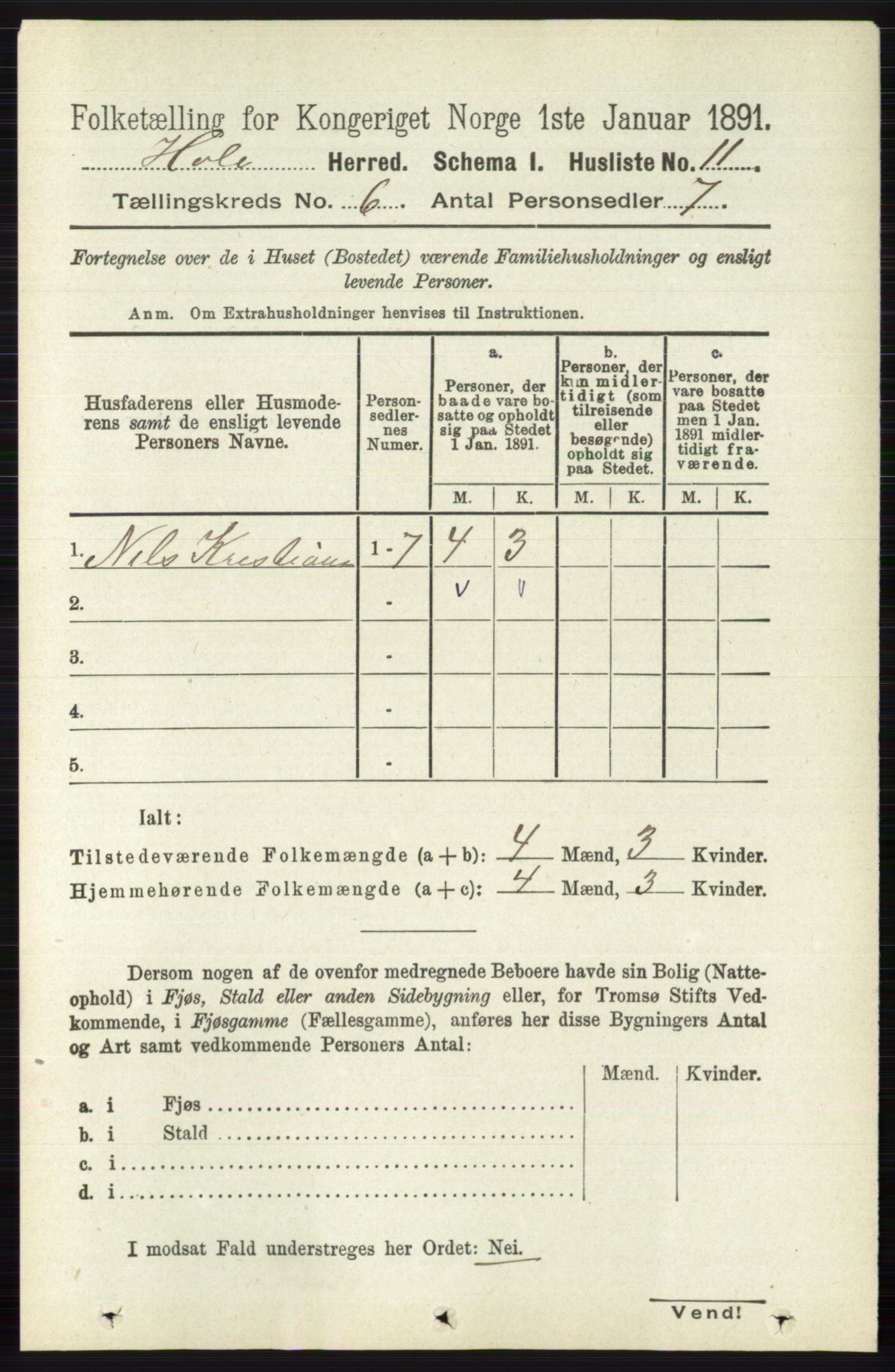 RA, Folketelling 1891 for 0612 Hole herred, 1891, s. 2982