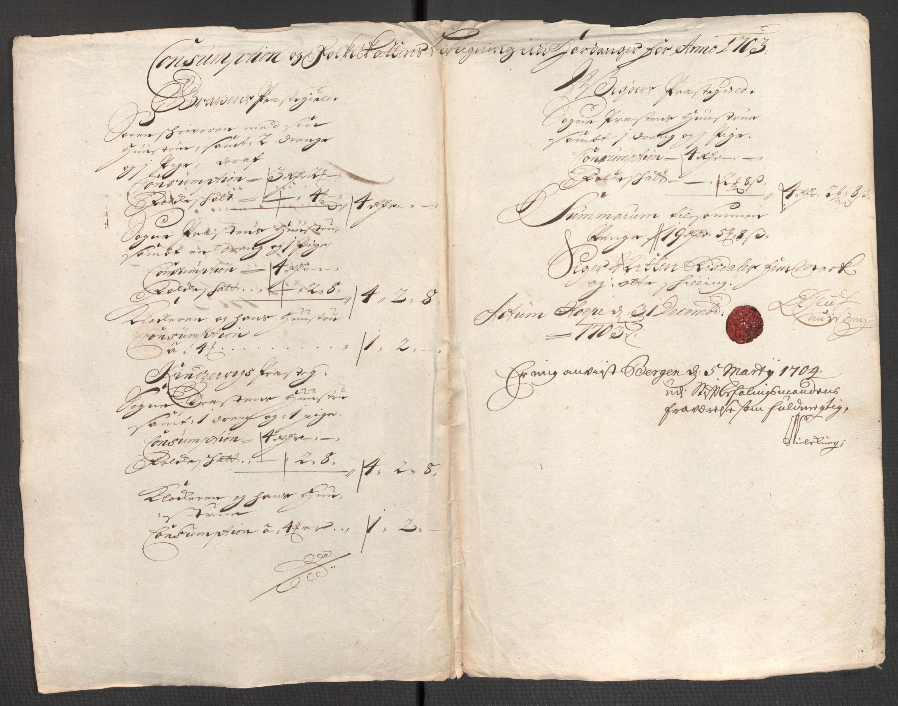 Rentekammeret inntil 1814, Reviderte regnskaper, Fogderegnskap, RA/EA-4092/R48/L2981: Fogderegnskap Sunnhordland og Hardanger, 1703, s. 203