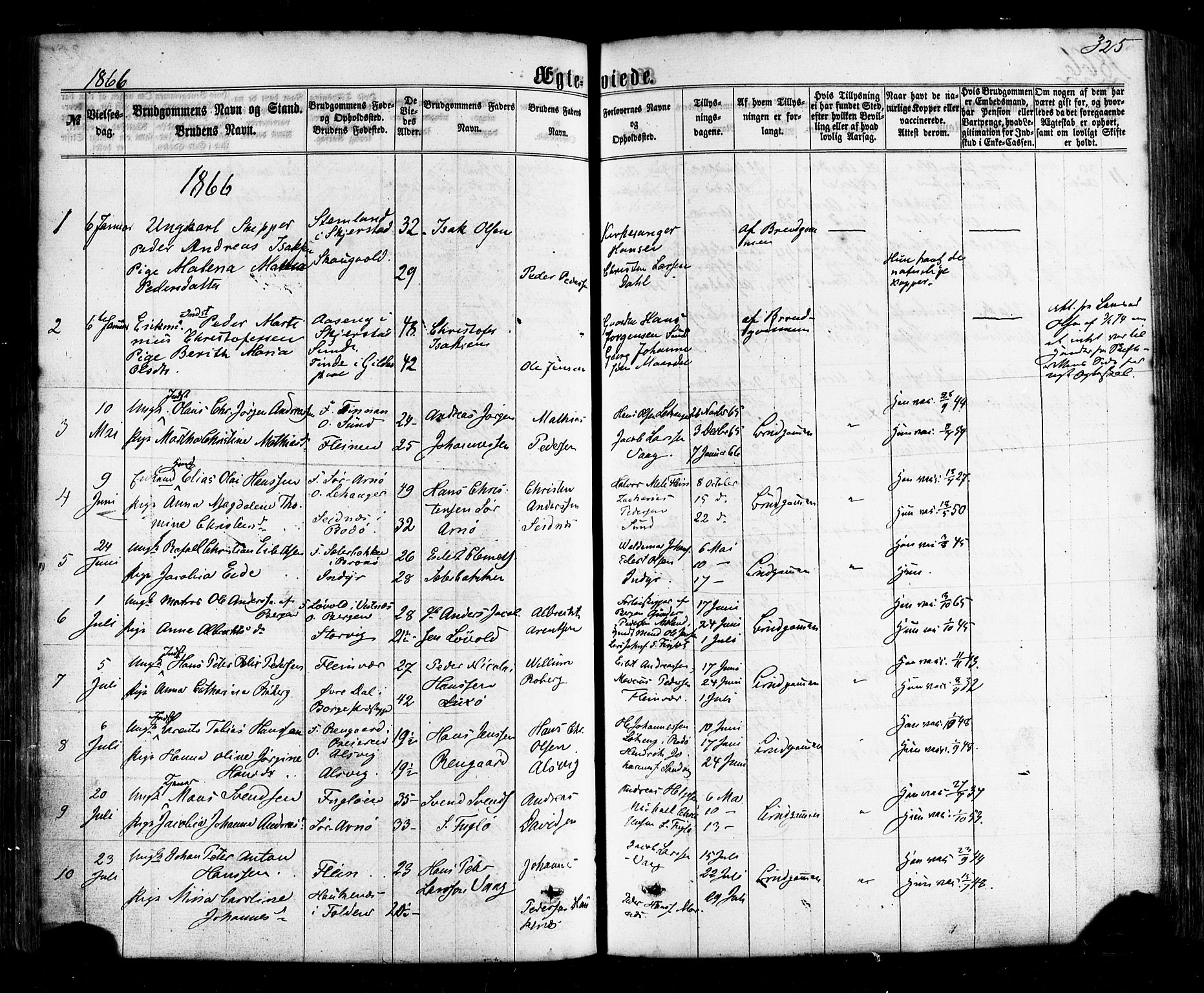 Ministerialprotokoller, klokkerbøker og fødselsregistre - Nordland, AV/SAT-A-1459/805/L0098: Ministerialbok nr. 805A05, 1862-1879, s. 325