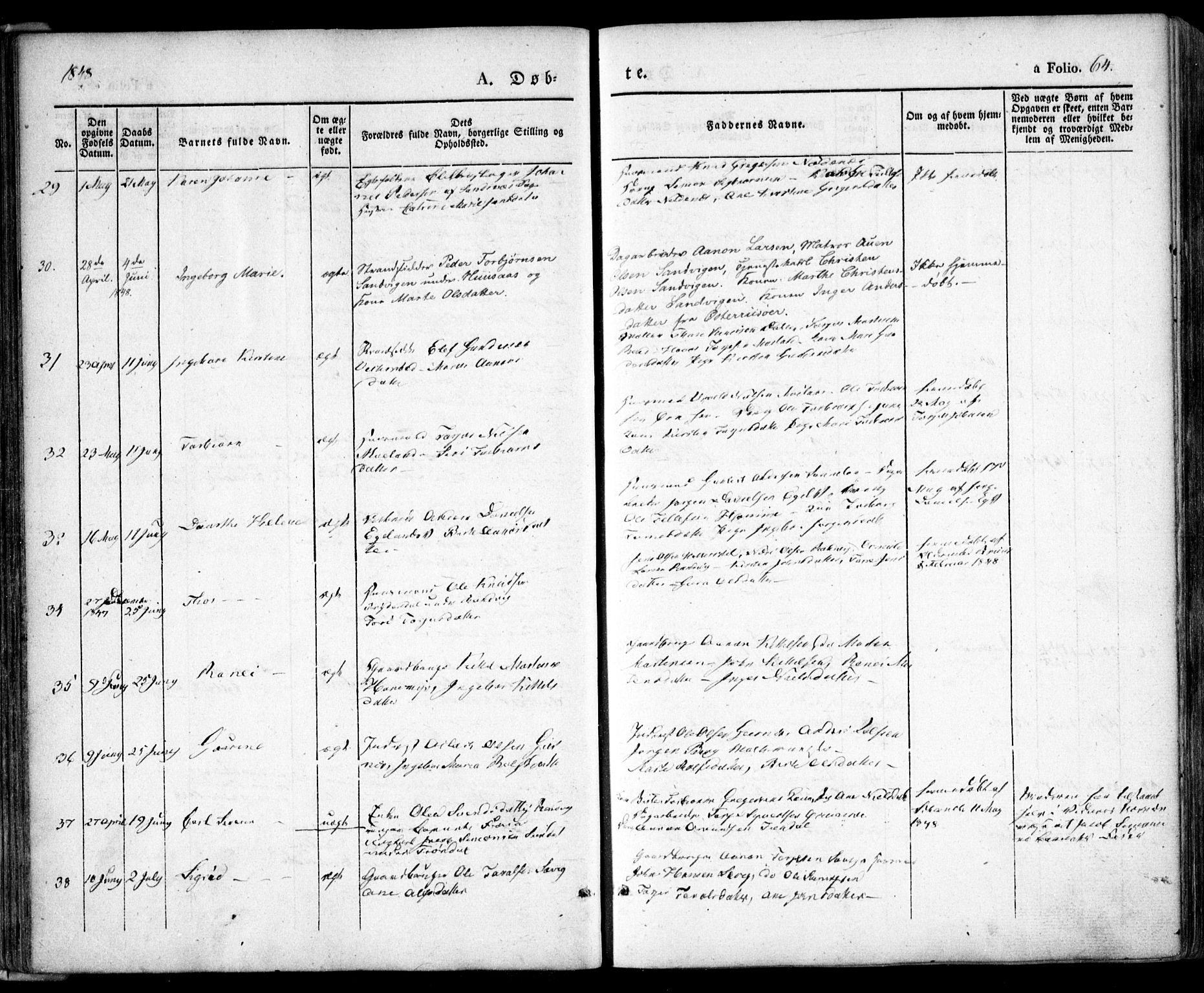 Søndeled sokneprestkontor, SAK/1111-0038/F/Fa/L0002: Ministerialbok nr. A 2, 1839-1860, s. 64