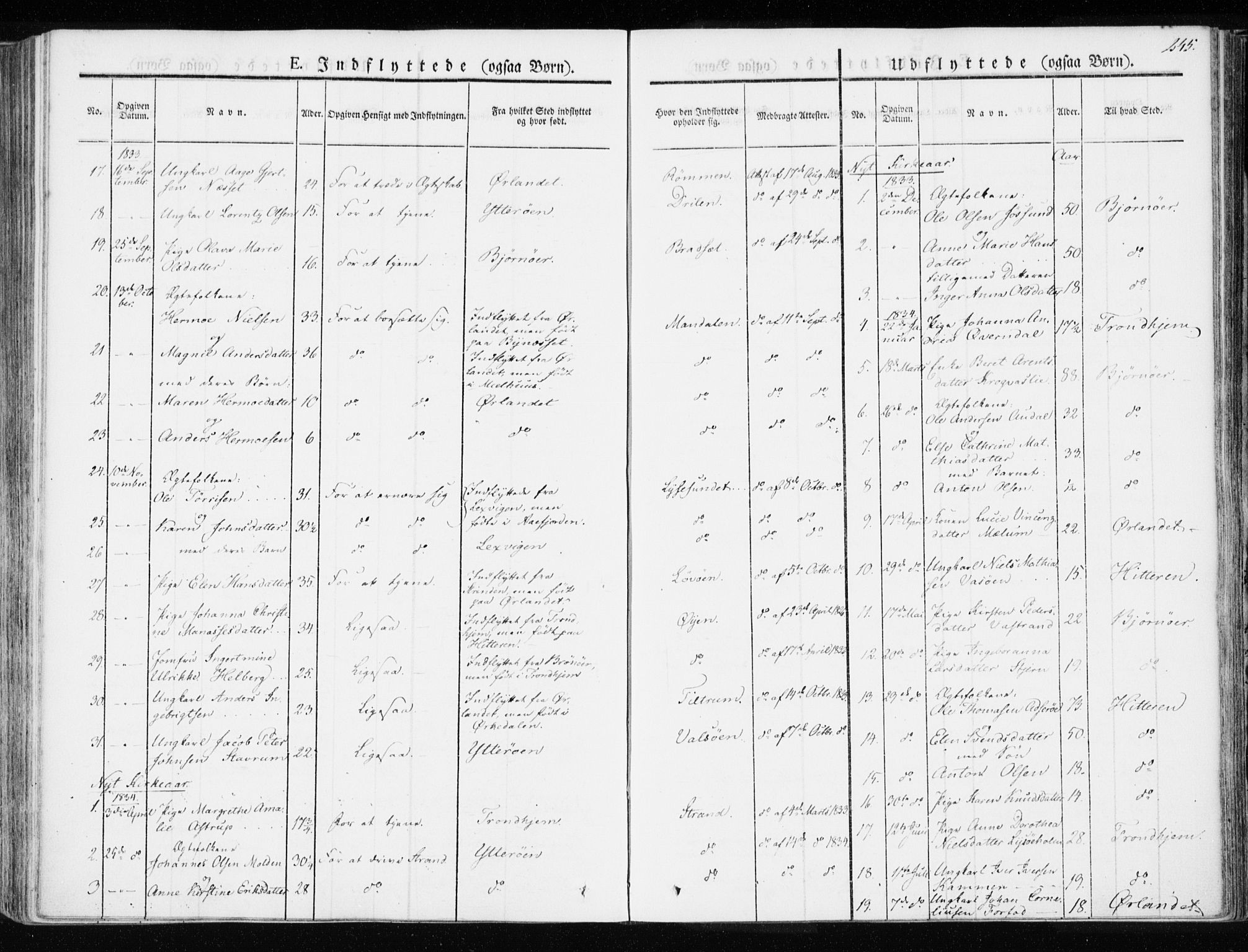 Ministerialprotokoller, klokkerbøker og fødselsregistre - Sør-Trøndelag, SAT/A-1456/655/L0676: Ministerialbok nr. 655A05, 1830-1847, s. 245