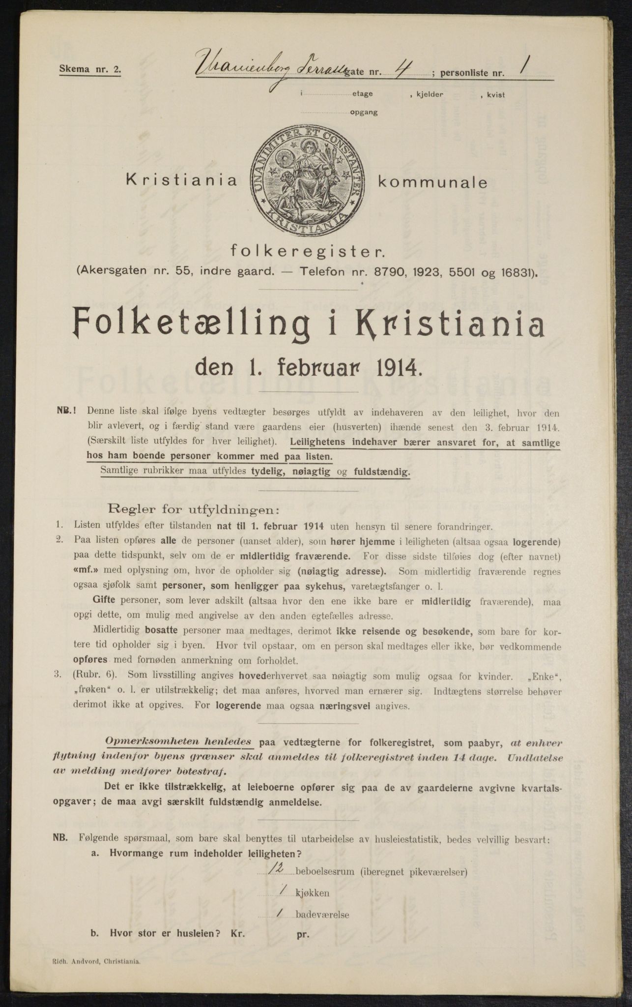 OBA, Kommunal folketelling 1.2.1914 for Kristiania, 1914, s. 121242