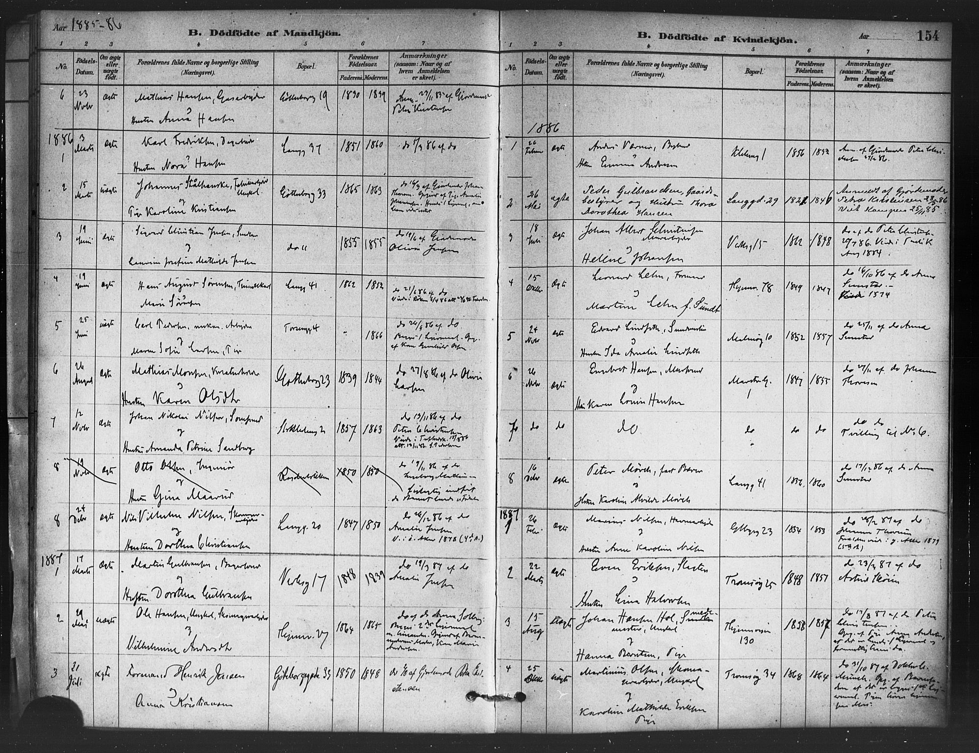 Petrus prestekontor Kirkebøker, AV/SAO-A-10872/F/Fa/L0001: Ministerialbok nr. I 1, 1880-1887, s. 154
