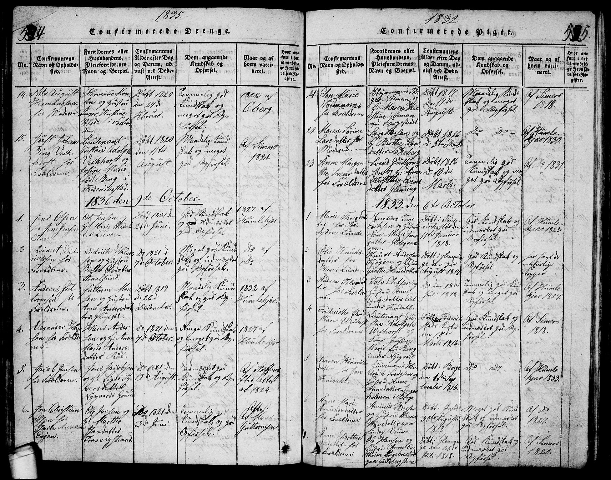 Glemmen prestekontor Kirkebøker, AV/SAO-A-10908/G/Ga/L0001: Klokkerbok nr. 1, 1816-1838, s. 534-535