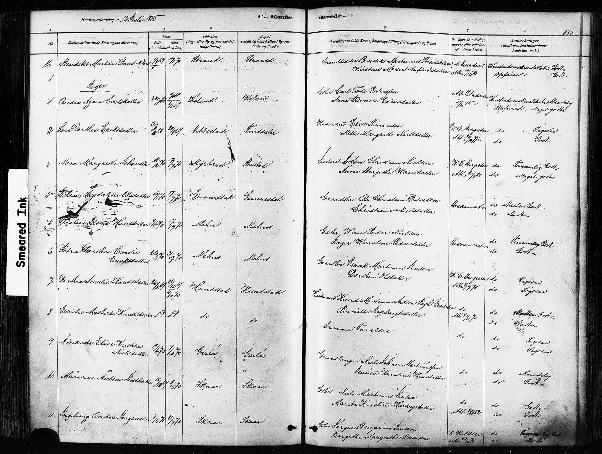 Kvæfjord sokneprestkontor, AV/SATØ-S-1323/G/Ga/Gaa/L0005kirke: Ministerialbok nr. 5, 1878-1894, s. 180