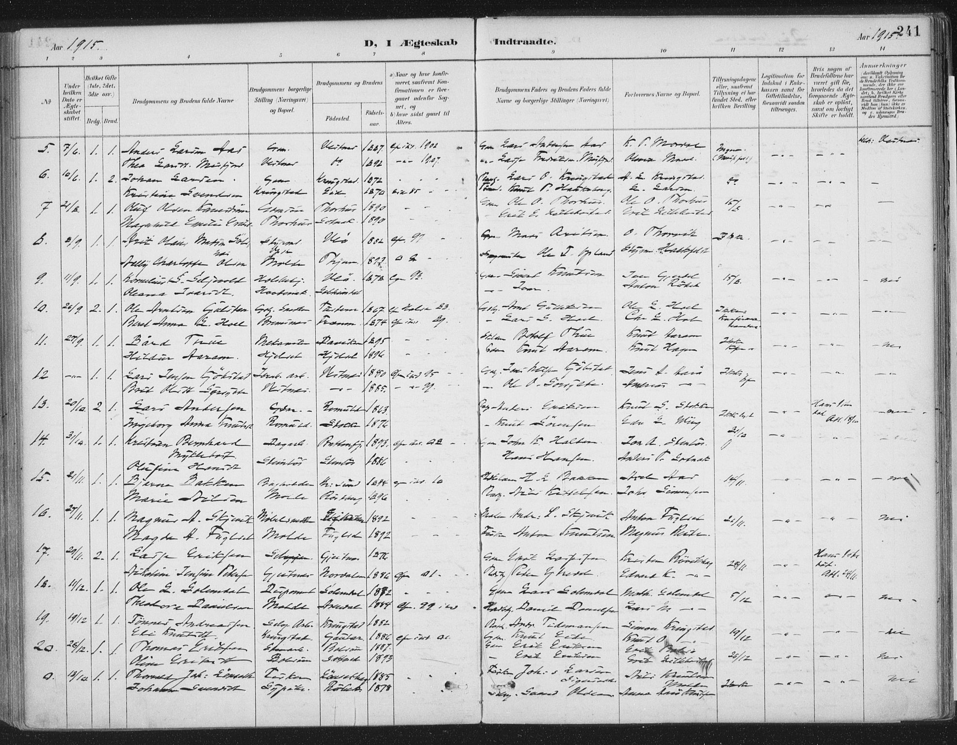 Ministerialprotokoller, klokkerbøker og fødselsregistre - Møre og Romsdal, SAT/A-1454/555/L0658: Ministerialbok nr. 555A09, 1887-1917, s. 241