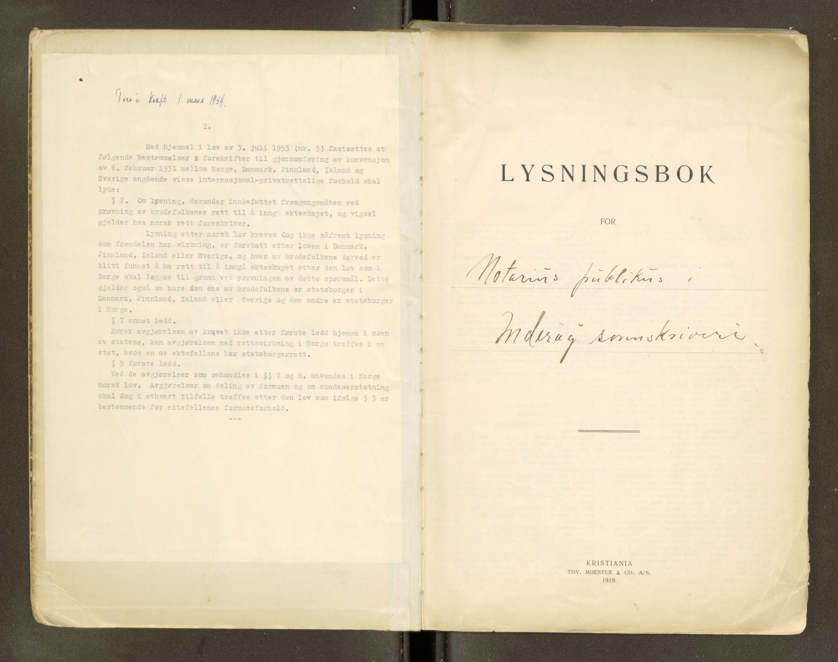 Inderøy sorenskriveri, SAT/A-4147/1/6/6D/L0007: Lysingsbok, 1919-1965