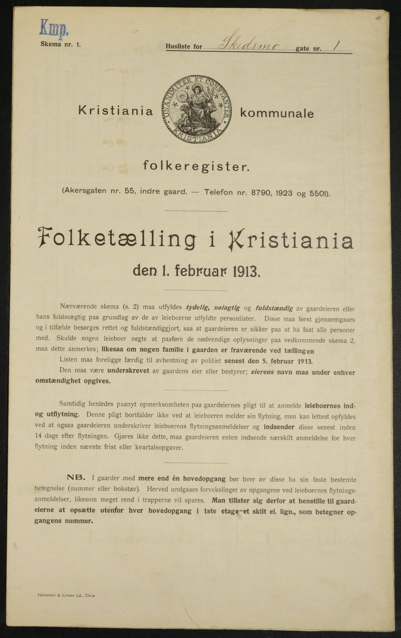 OBA, Kommunal folketelling 1.2.1913 for Kristiania, 1913, s. 95275