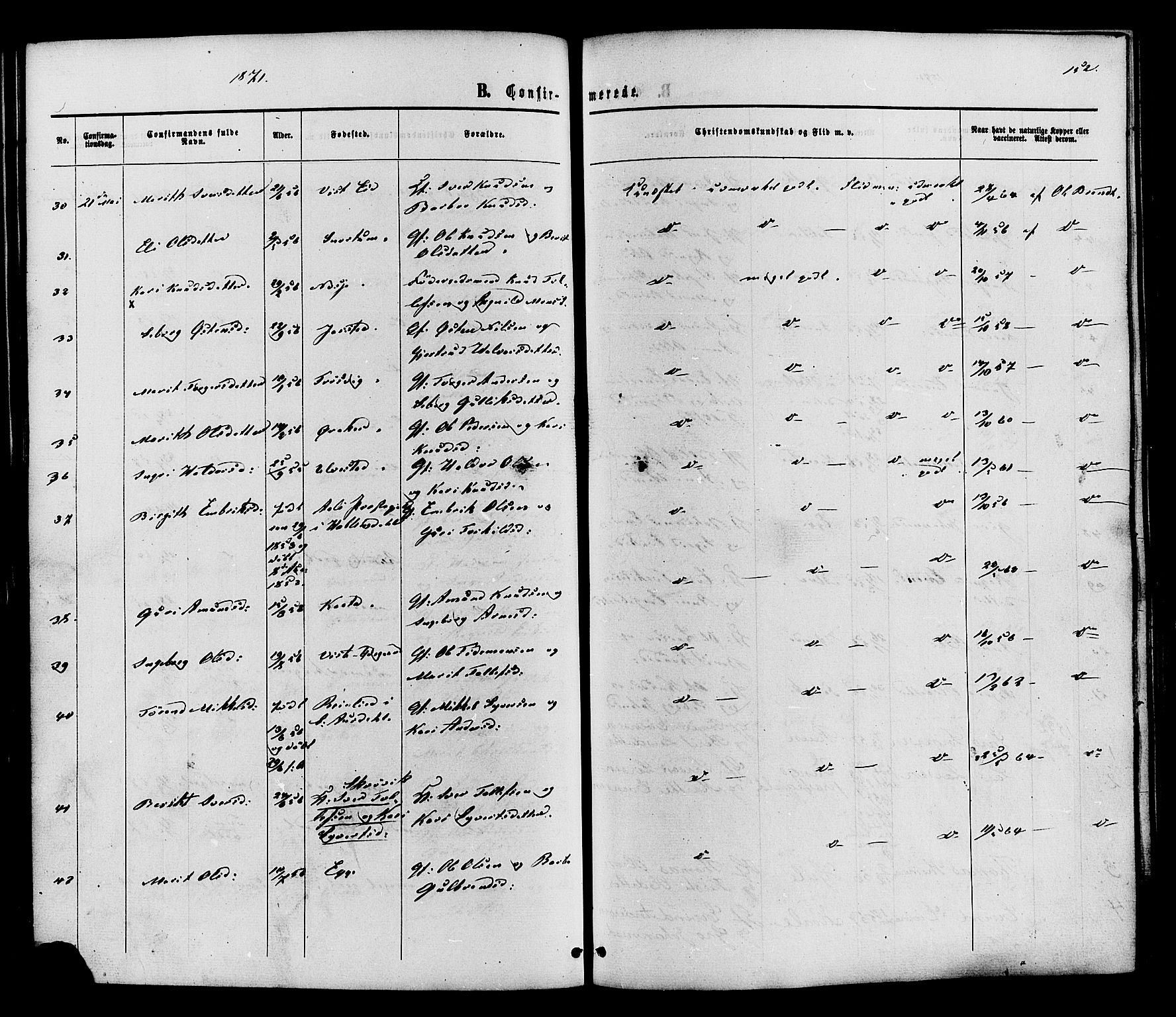 Vestre Slidre prestekontor, SAH/PREST-136/H/Ha/Haa/L0003: Ministerialbok nr. 3, 1865-1880, s. 152