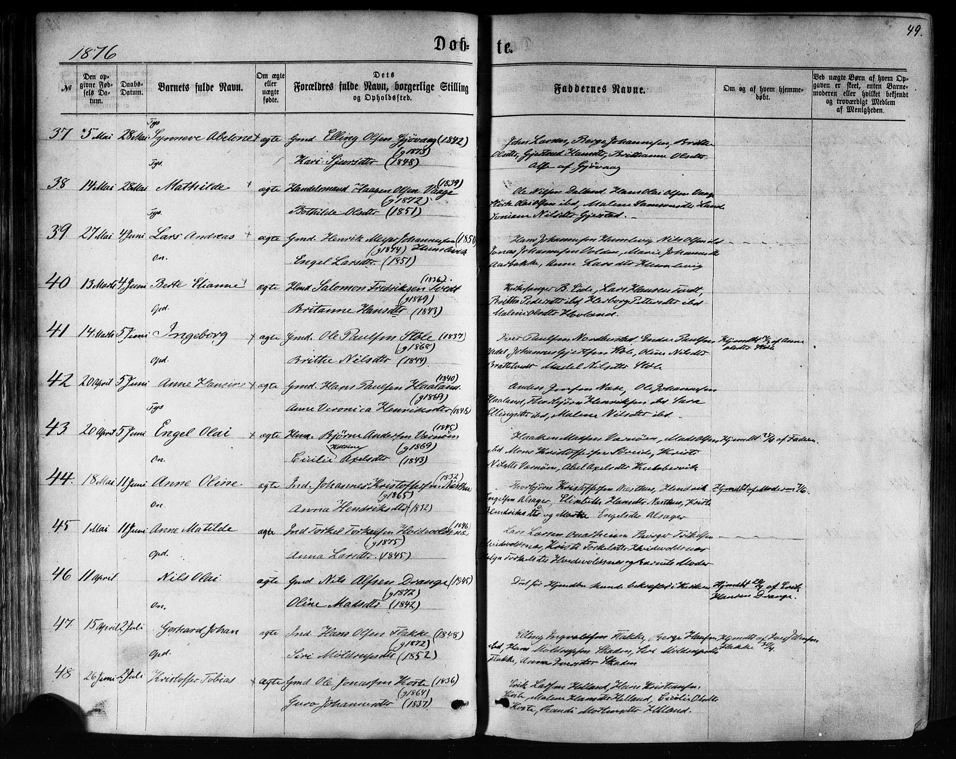 Tysnes sokneprestembete, AV/SAB-A-78601/H/Haa: Ministerialbok nr. A 12, 1872-1886, s. 49