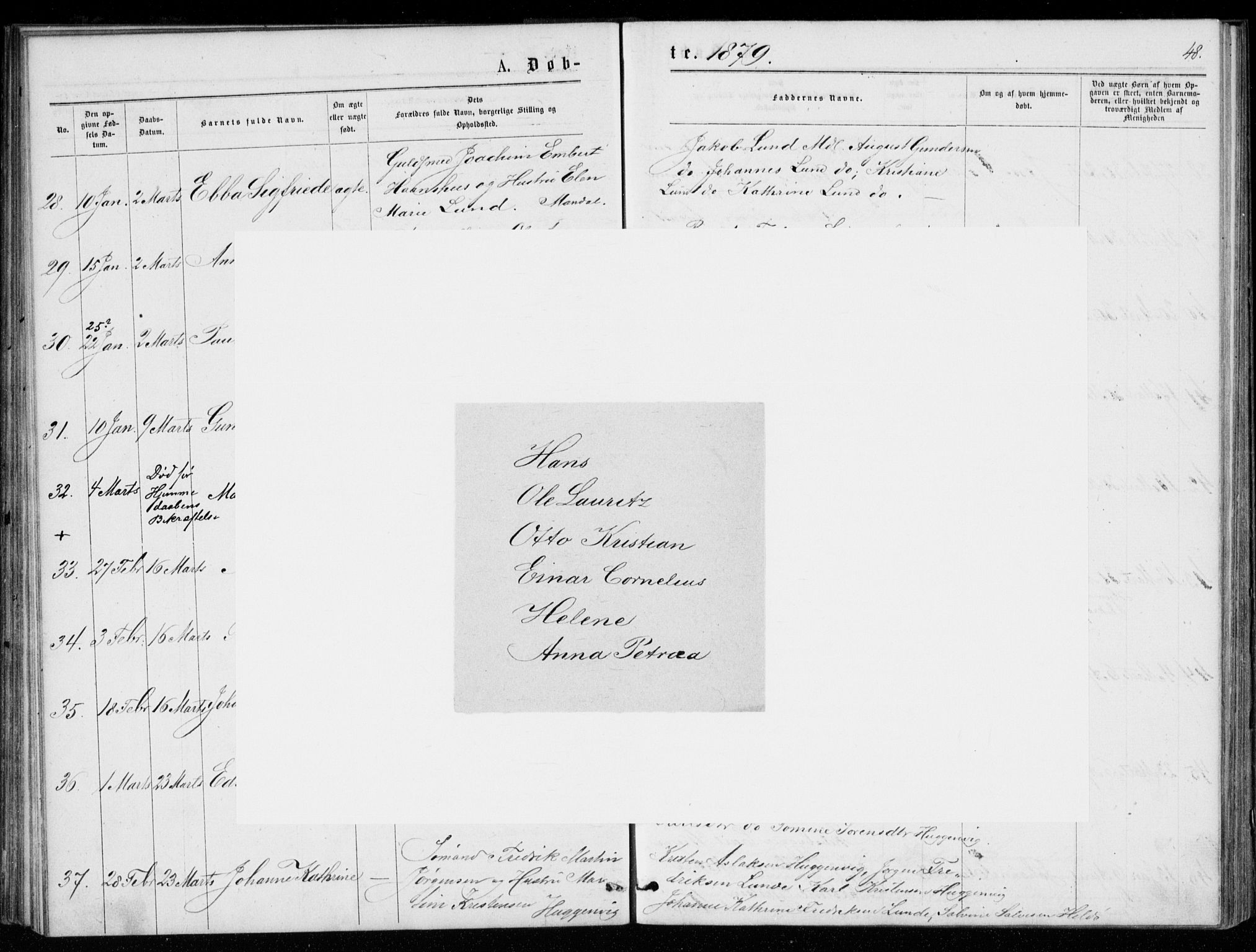 Mandal sokneprestkontor, SAK/1111-0030/F/Fb/Fba/L0010: Klokkerbok nr. B 4, 1876-1880, s. 48