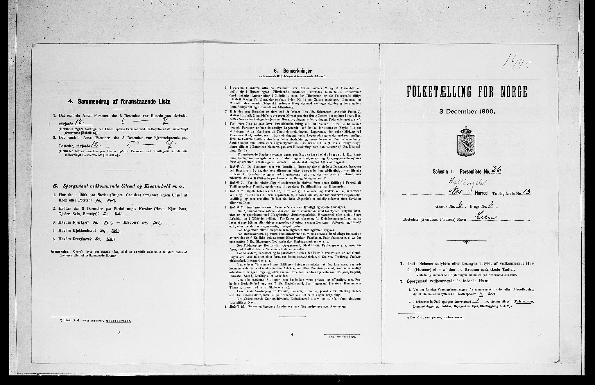 RA, Folketelling 1900 for 0616 Nes herred, 1900, s. 1370