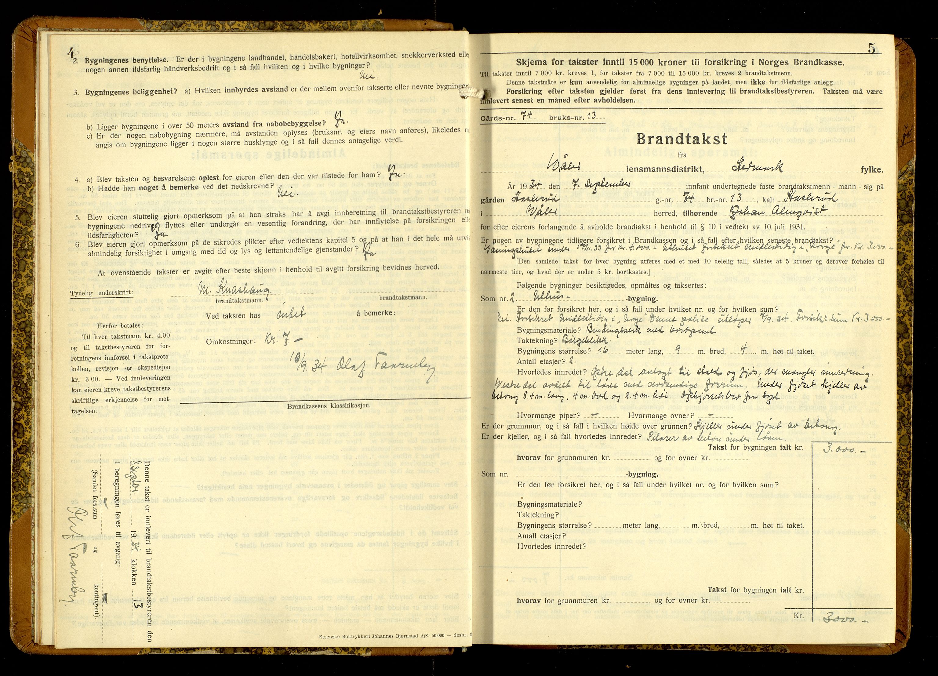 Norges Brannkasse, Våler, Hedmark, AV/SAH-NBRANV-019/F/L0025: Branntakstprotokoll, 1934-1936