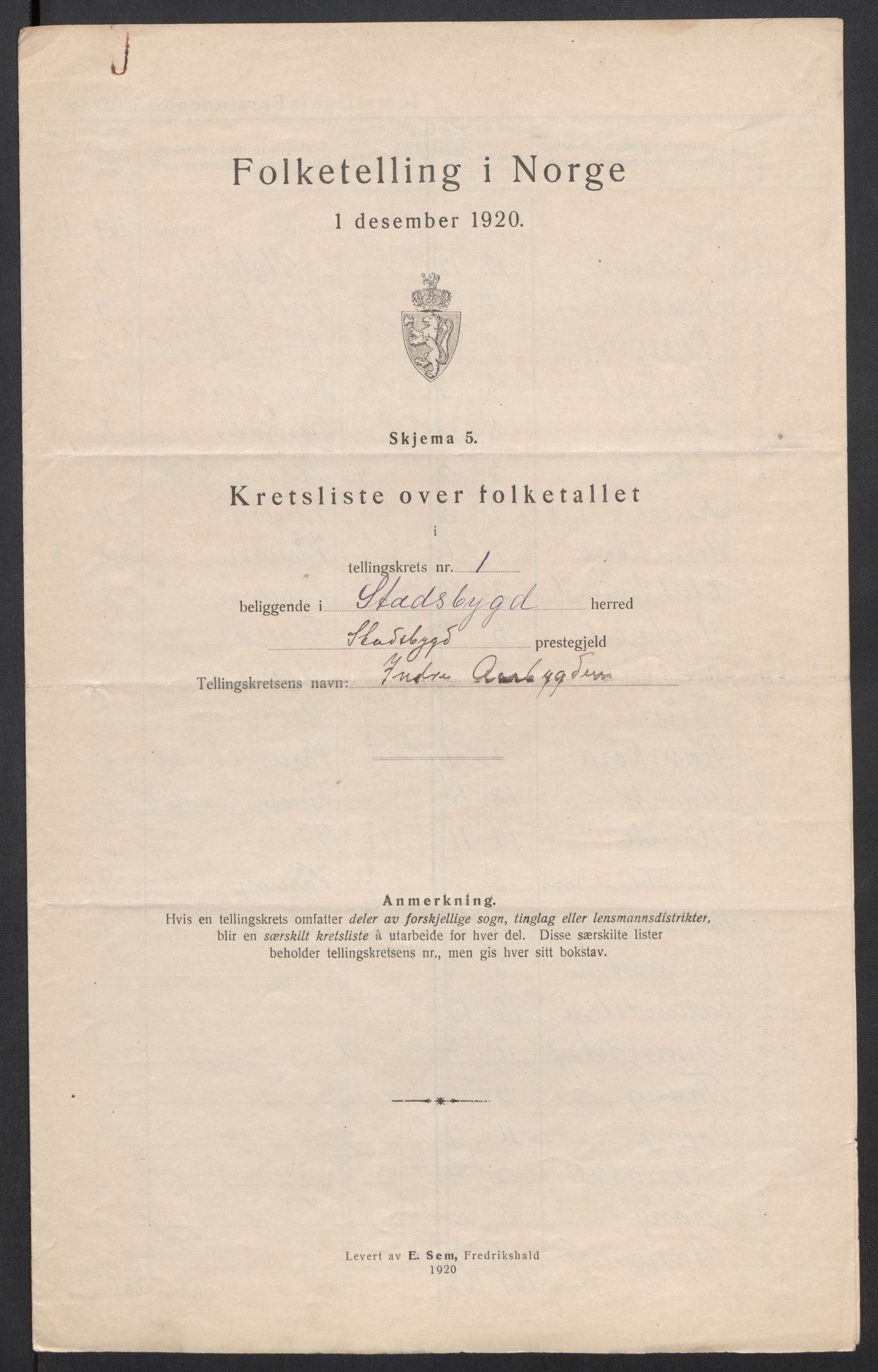 SAT, Folketelling 1920 for 1625 Stadsbygd herred, 1920, s. 9