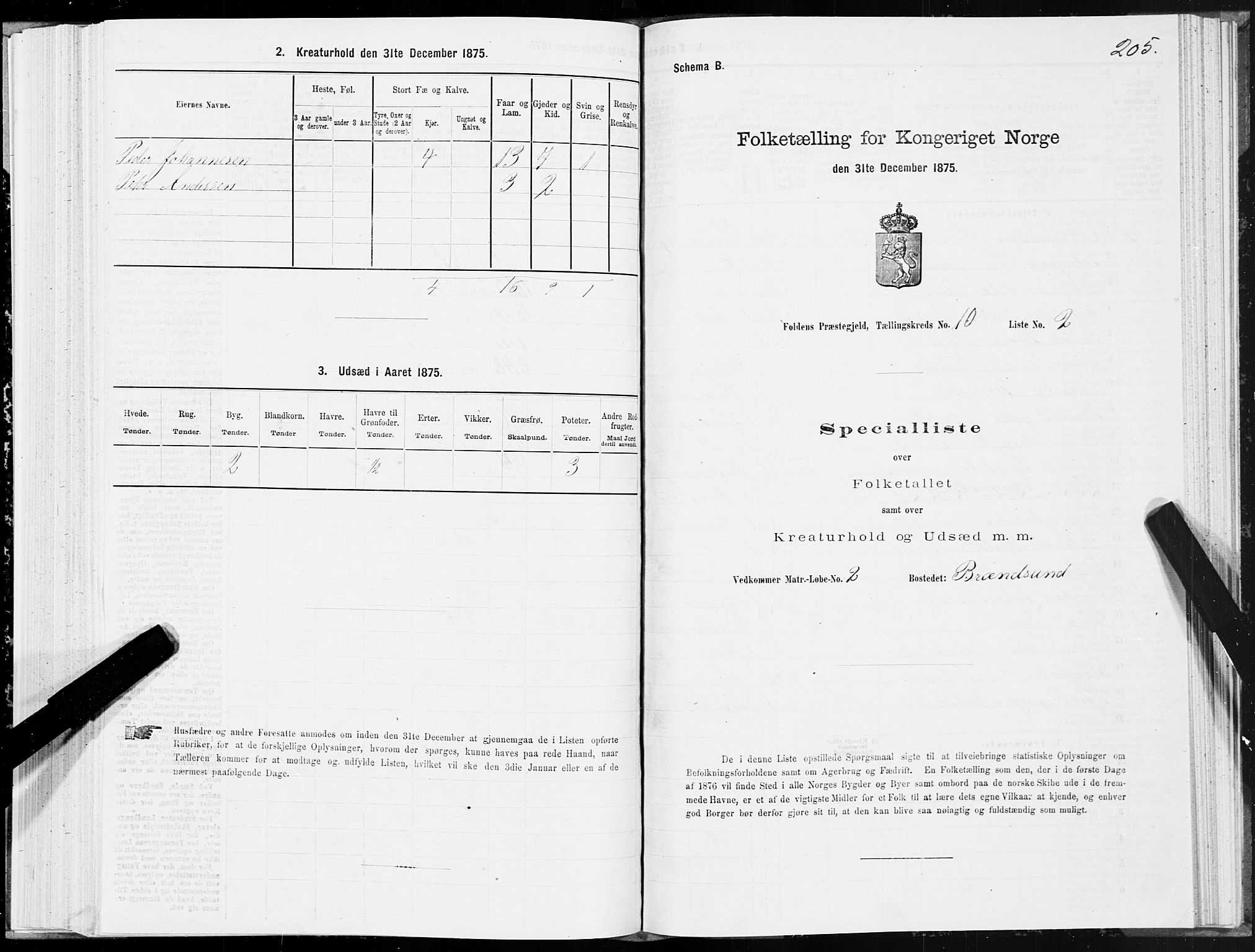 SAT, Folketelling 1875 for 1845P Folda prestegjeld, 1875, s. 3205