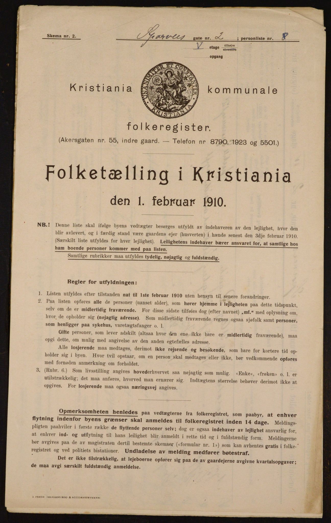 OBA, Kommunal folketelling 1.2.1910 for Kristiania, 1910, s. 95515