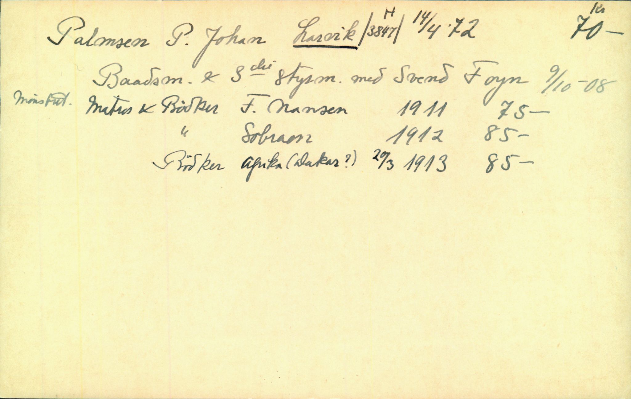 Hans Bogens samling, VEMU/ARS-A-1283/P/L0006: Mannskapskort, N - P, 1900-1930, s. 519