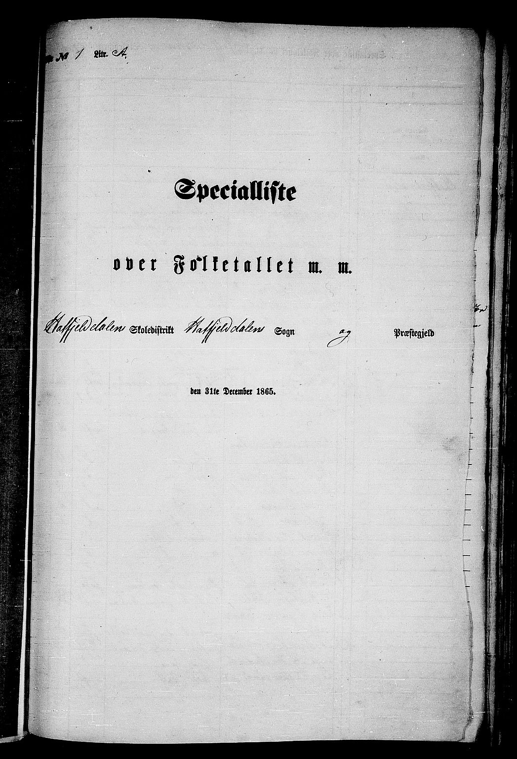 RA, Folketelling 1865 for 1826P Hattfjelldal prestegjeld, 1865, s. 5