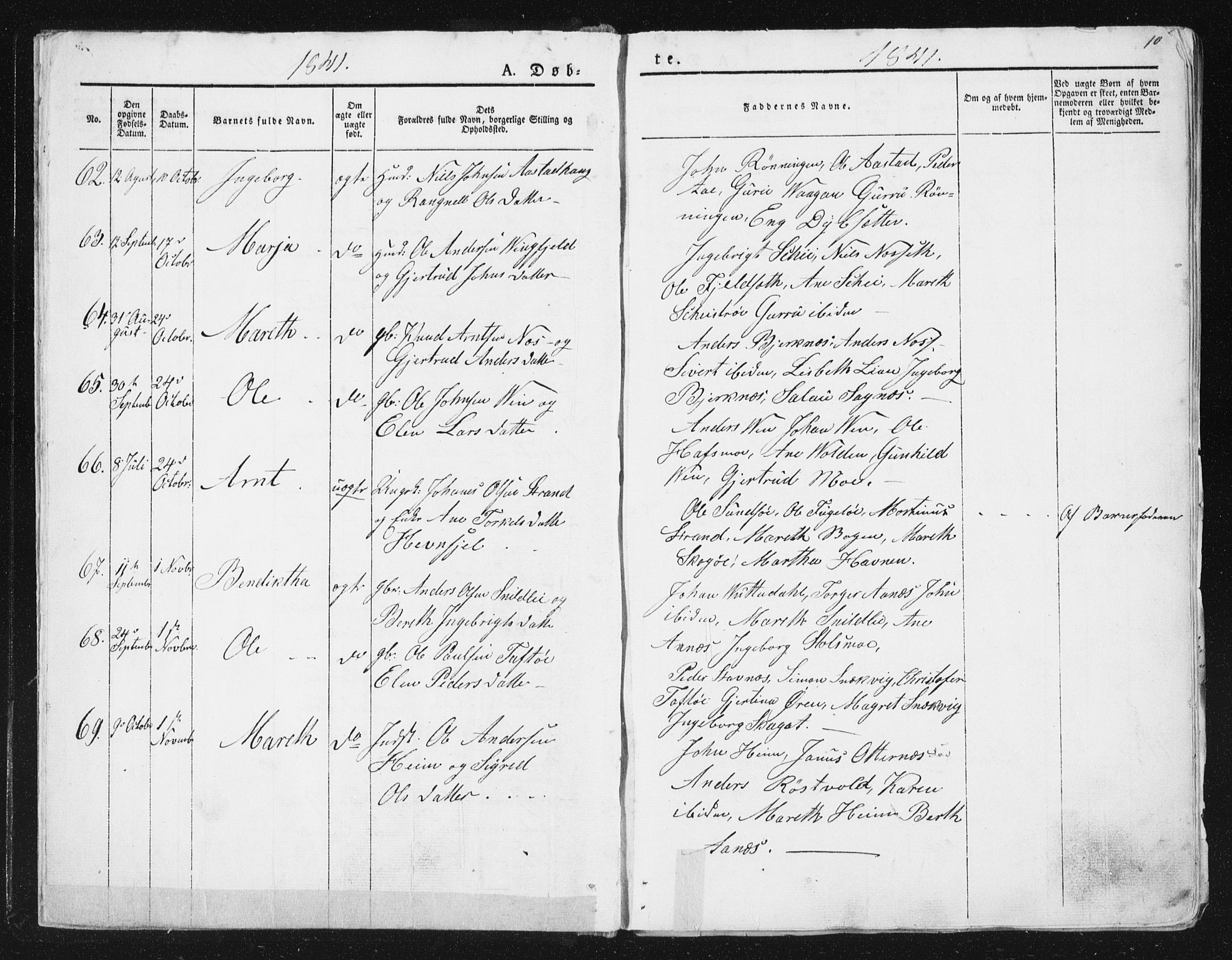 Ministerialprotokoller, klokkerbøker og fødselsregistre - Sør-Trøndelag, SAT/A-1456/630/L0493: Ministerialbok nr. 630A06, 1841-1851, s. 10