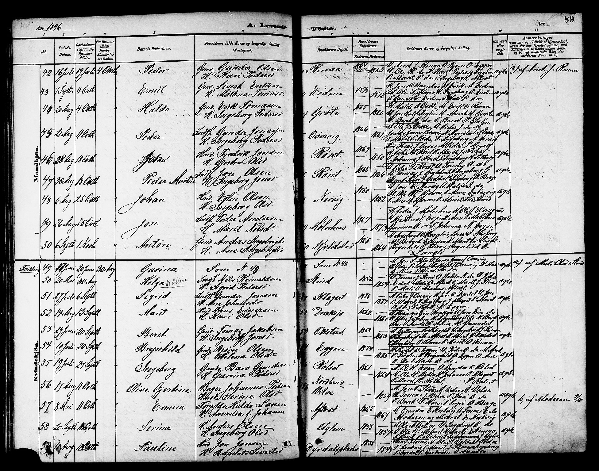 Ministerialprotokoller, klokkerbøker og fødselsregistre - Sør-Trøndelag, AV/SAT-A-1456/695/L1157: Klokkerbok nr. 695C08, 1889-1913, s. 89