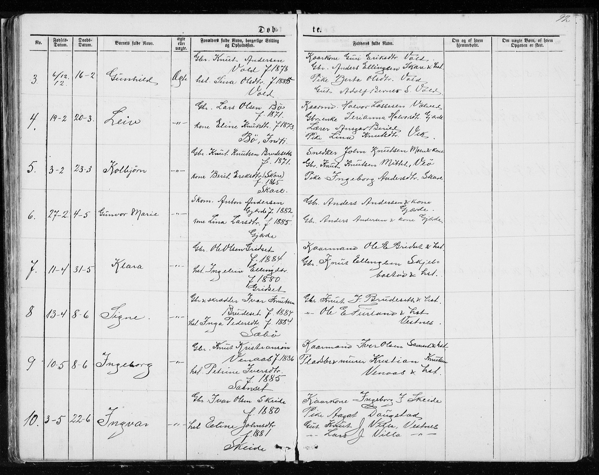 Ministerialprotokoller, klokkerbøker og fødselsregistre - Møre og Romsdal, AV/SAT-A-1454/543/L0564: Klokkerbok nr. 543C02, 1867-1915, s. 92