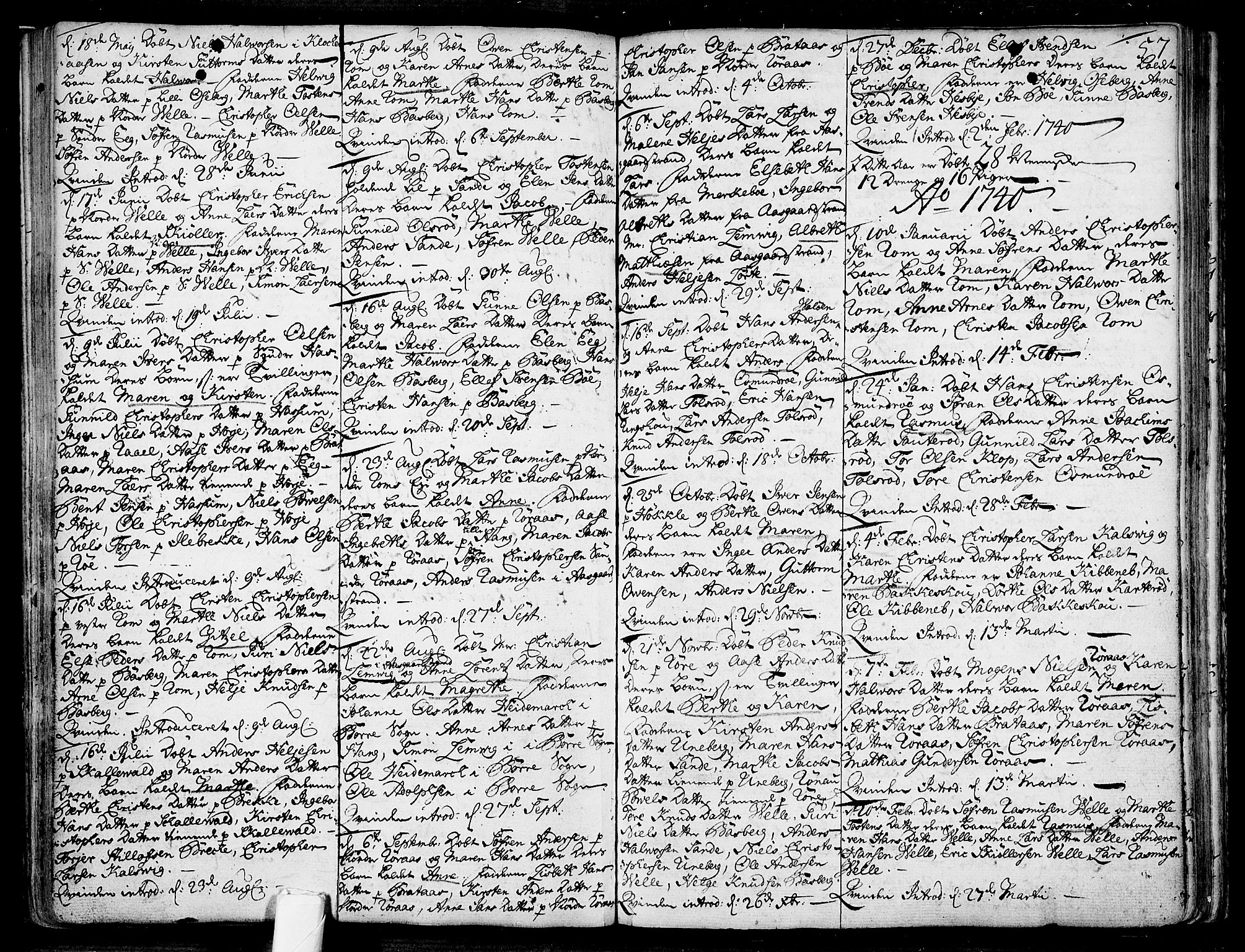 Sem kirkebøker, AV/SAKO-A-5/F/Fb/L0001: Ministerialbok nr. II 1, 1702-1764, s. 57
