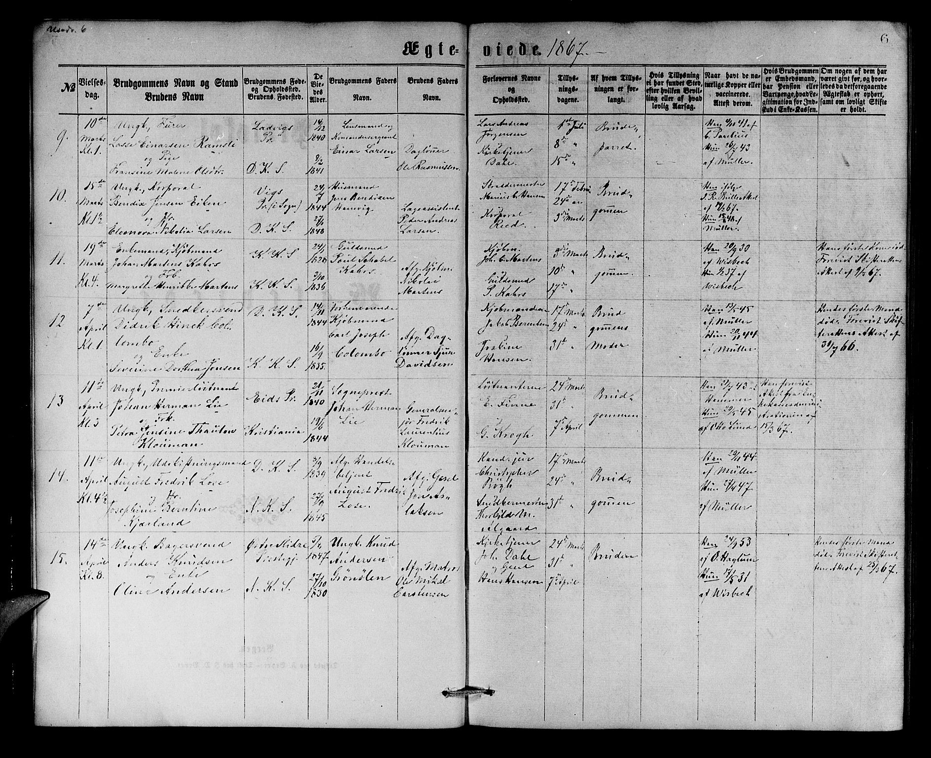 Korskirken sokneprestembete, AV/SAB-A-76101/H/Hab: Klokkerbok nr. D 2, 1867-1886, s. 6