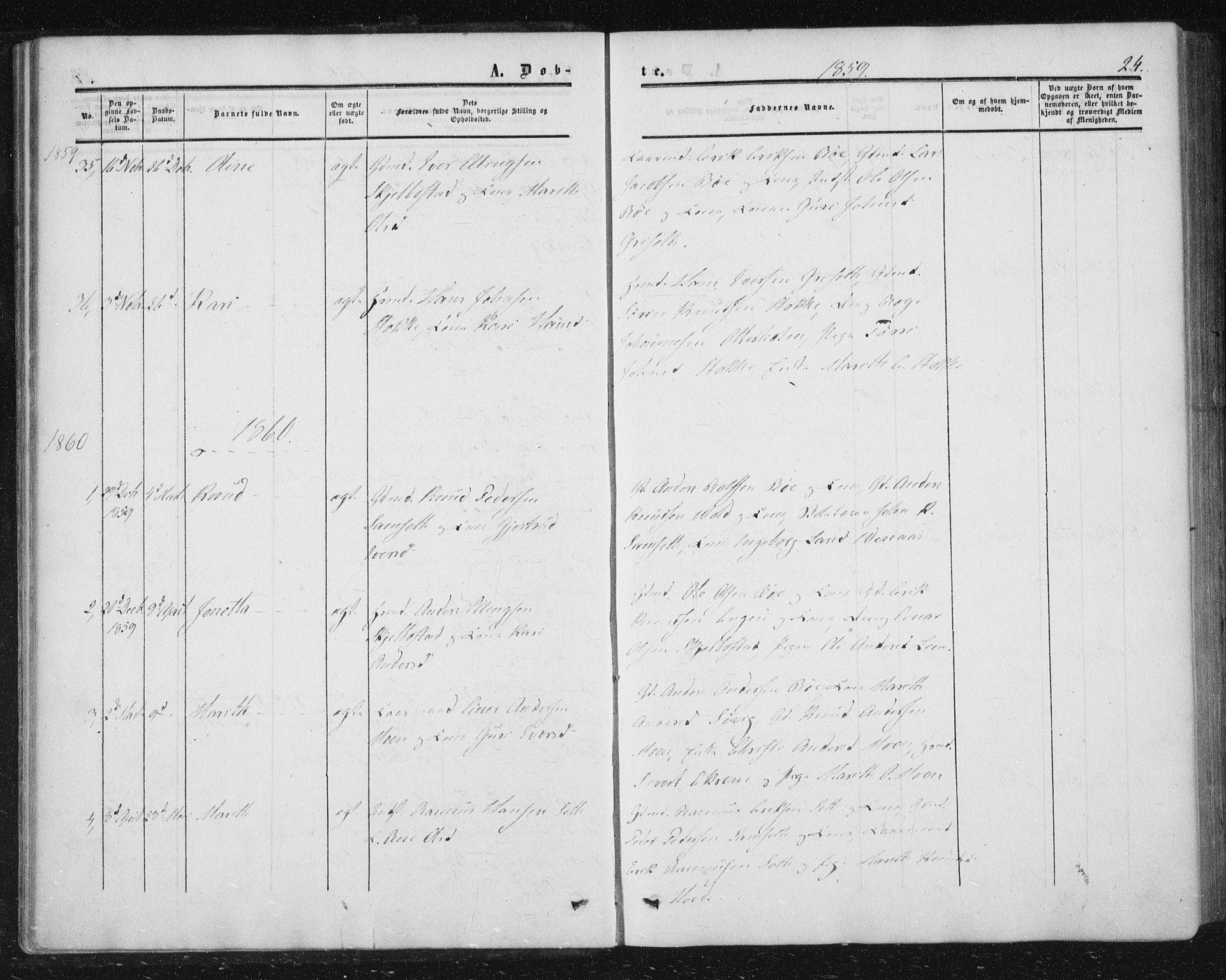 Ministerialprotokoller, klokkerbøker og fødselsregistre - Møre og Romsdal, AV/SAT-A-1454/543/L0562: Ministerialbok nr. 543A02, 1854-1884, s. 24