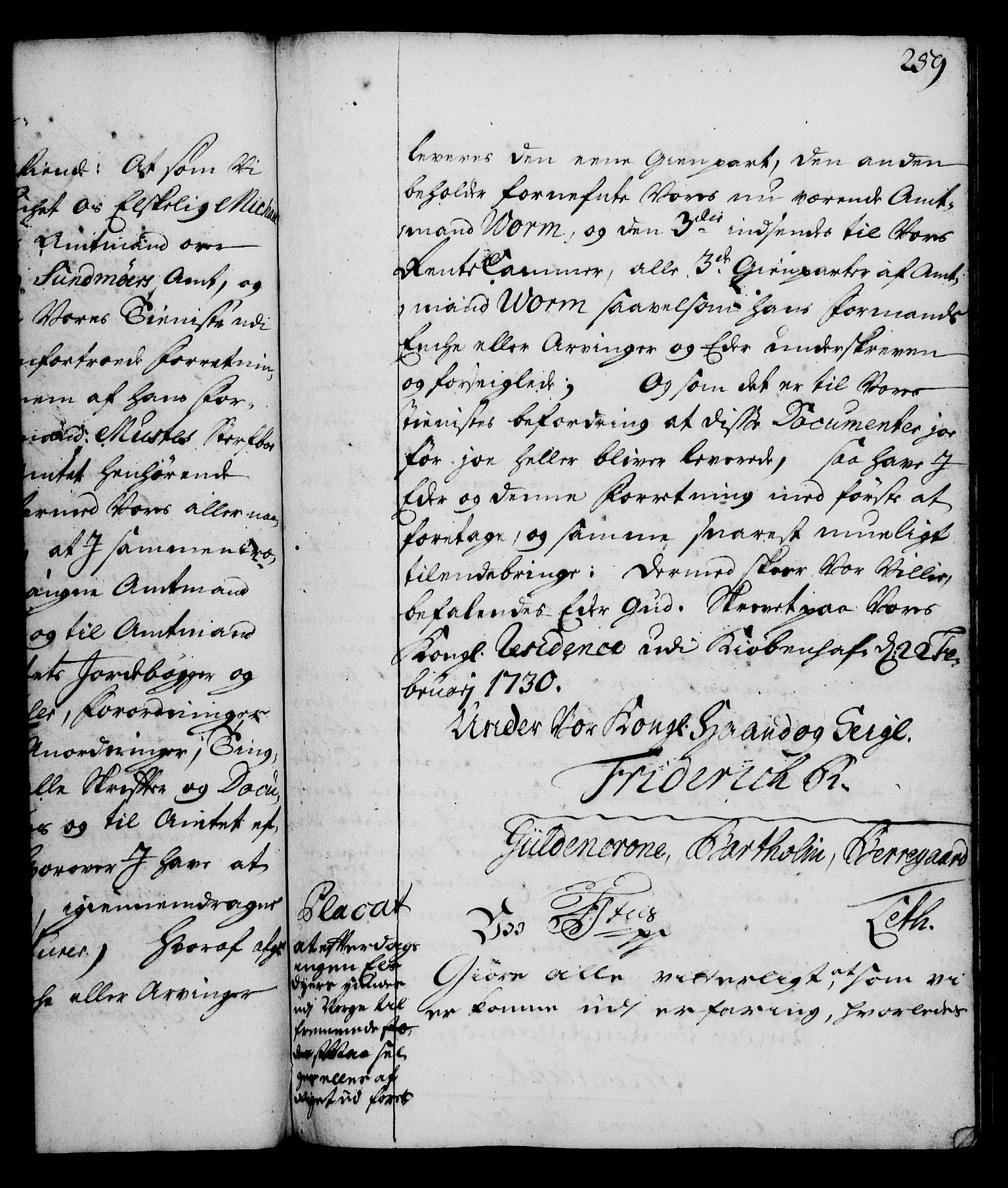 Rentekammeret, Kammerkanselliet, RA/EA-3111/G/Gg/Gga/L0003: Norsk ekspedisjonsprotokoll med register (merket RK 53.3), 1727-1734, s. 259