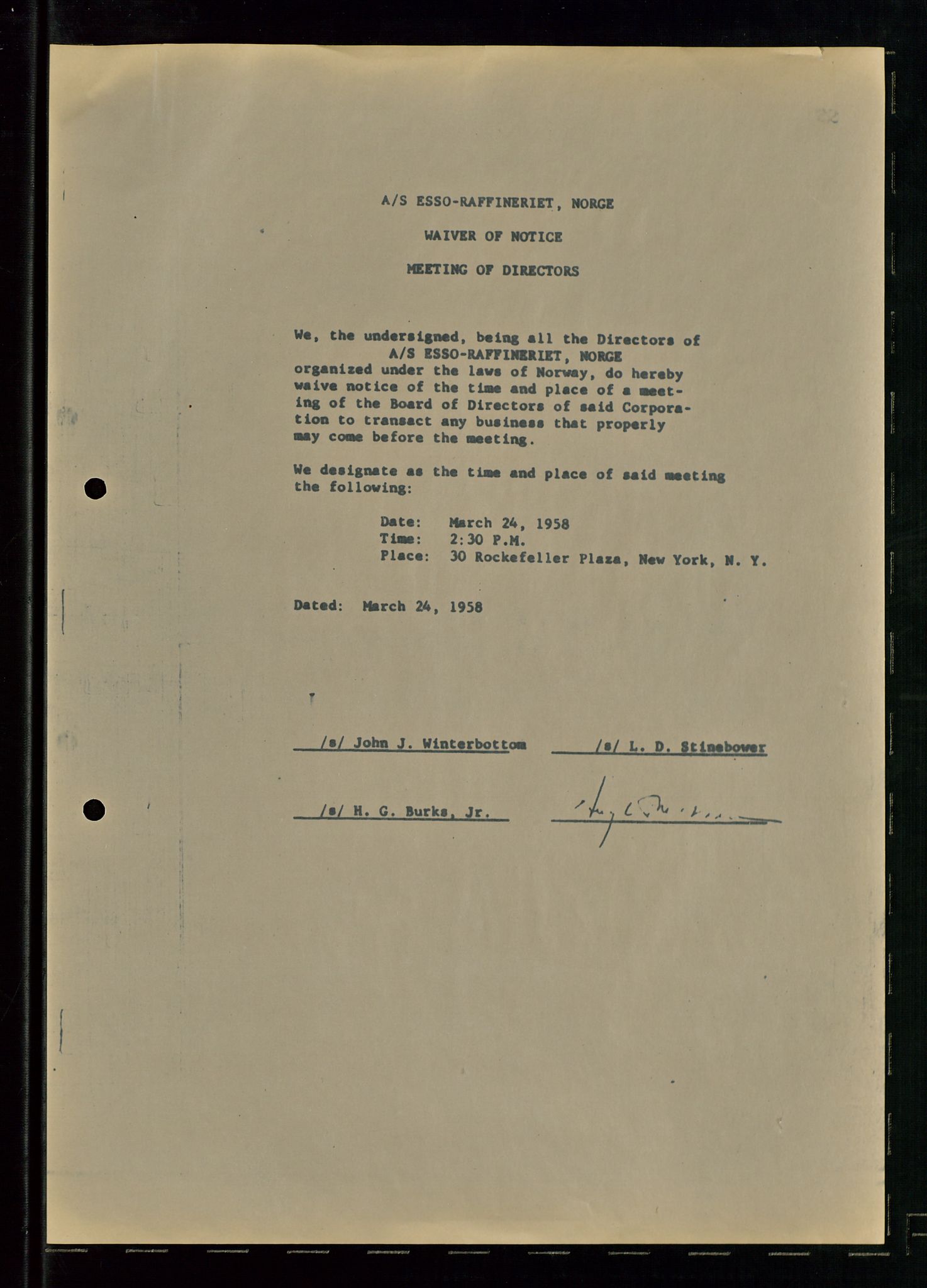 PA 1537 - A/S Essoraffineriet Norge, AV/SAST-A-101957/A/Aa/L0001/0001: Styremøter / Styremøter, board meetings, 1959-1961, s. 299