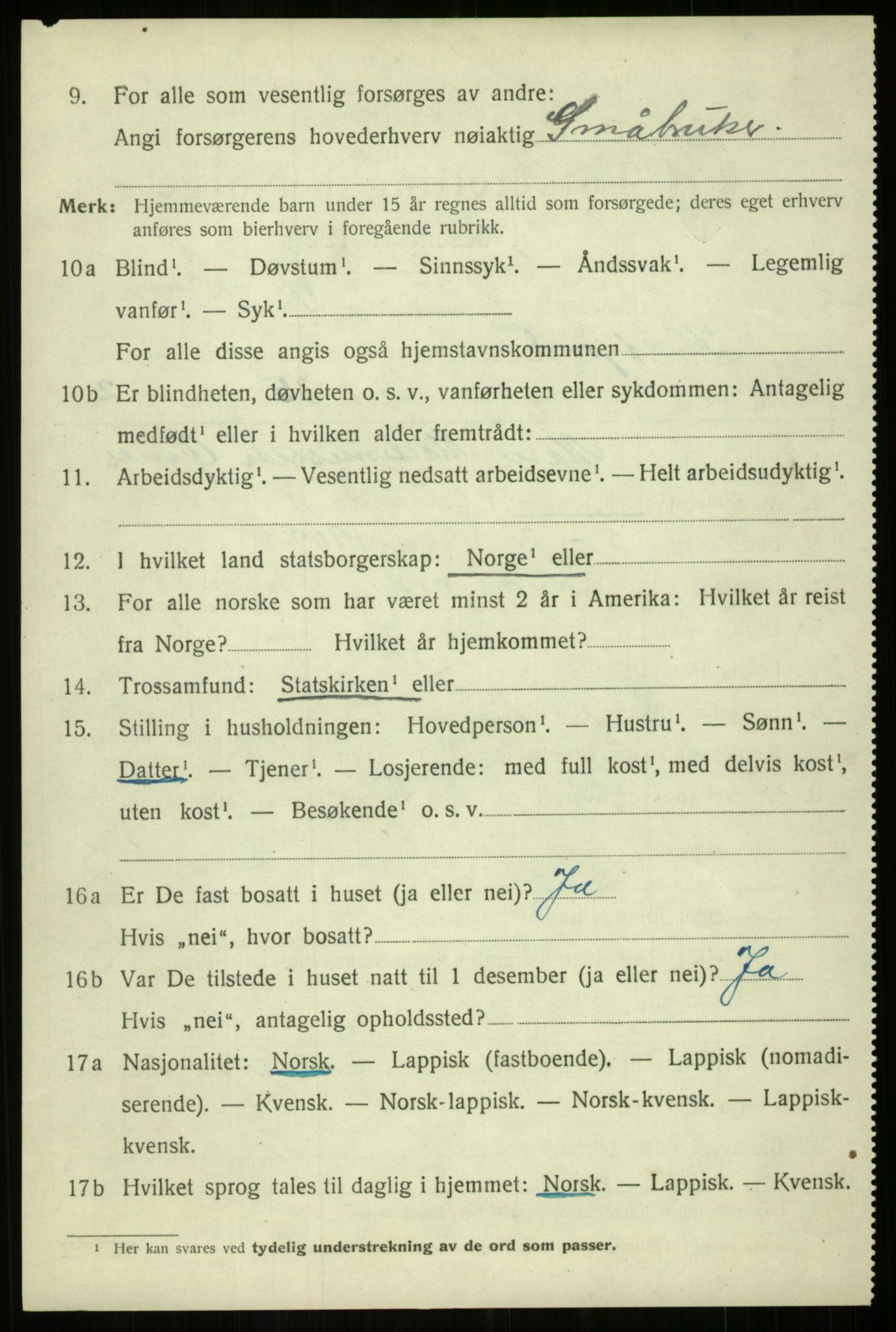 SATØ, Folketelling 1920 for 1911 Kvæfjord herred, 1920, s. 6928