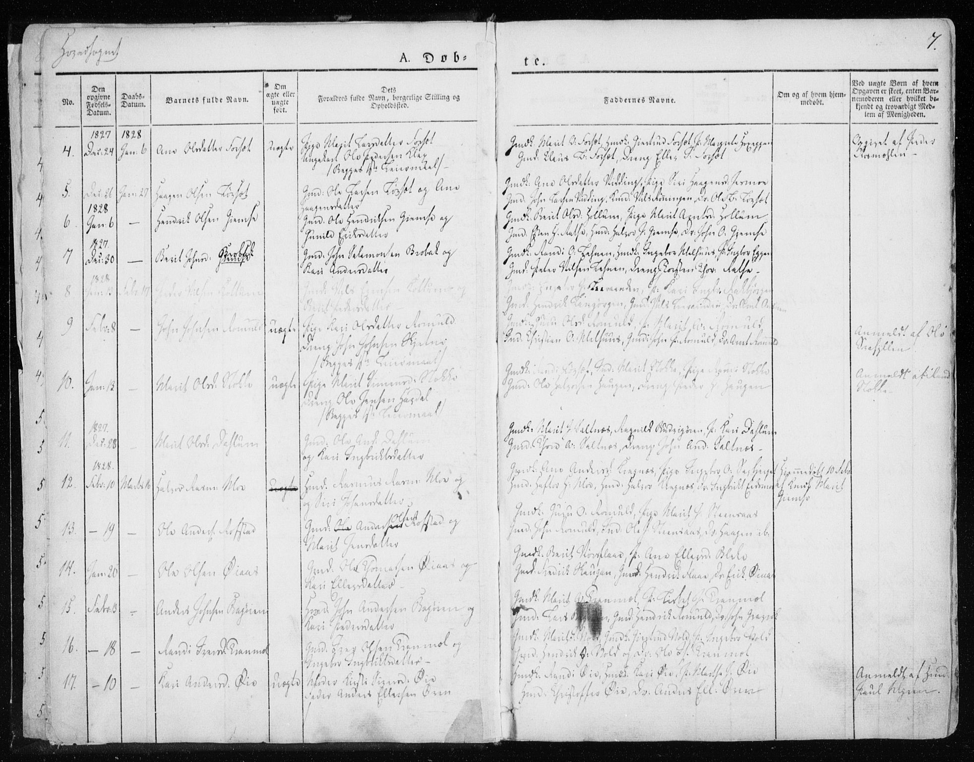 Ministerialprotokoller, klokkerbøker og fødselsregistre - Sør-Trøndelag, AV/SAT-A-1456/691/L1069: Ministerialbok nr. 691A04, 1826-1841, s. 7