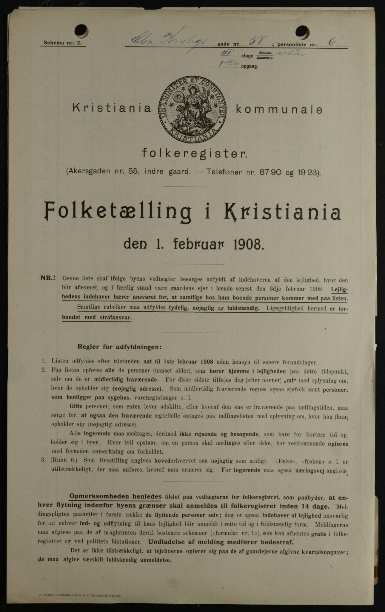 OBA, Kommunal folketelling 1.2.1908 for Kristiania kjøpstad, 1908, s. 11603