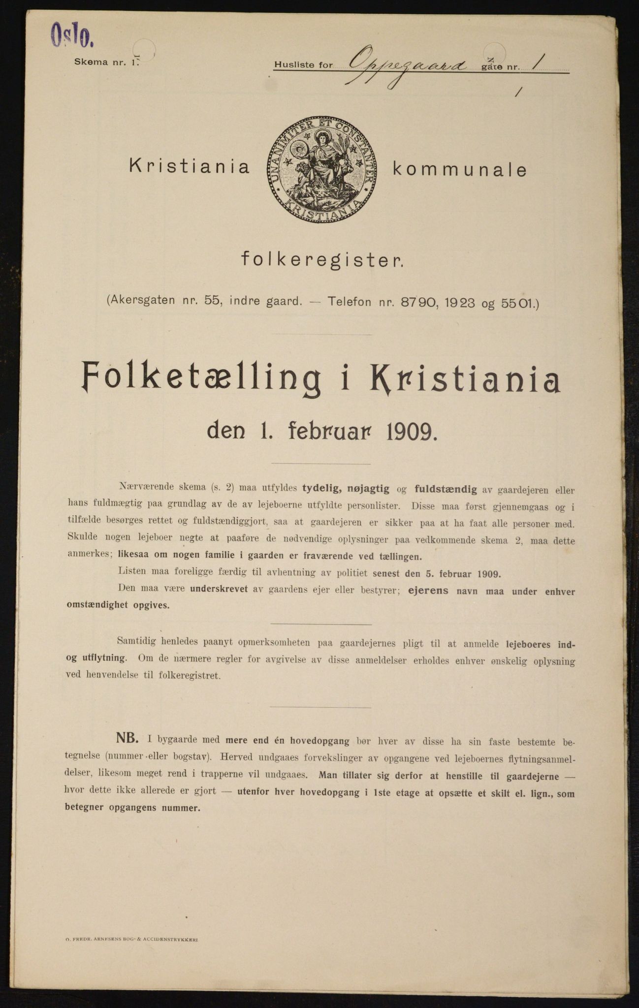 OBA, Kommunal folketelling 1.2.1909 for Kristiania kjøpstad, 1909, s. 68559
