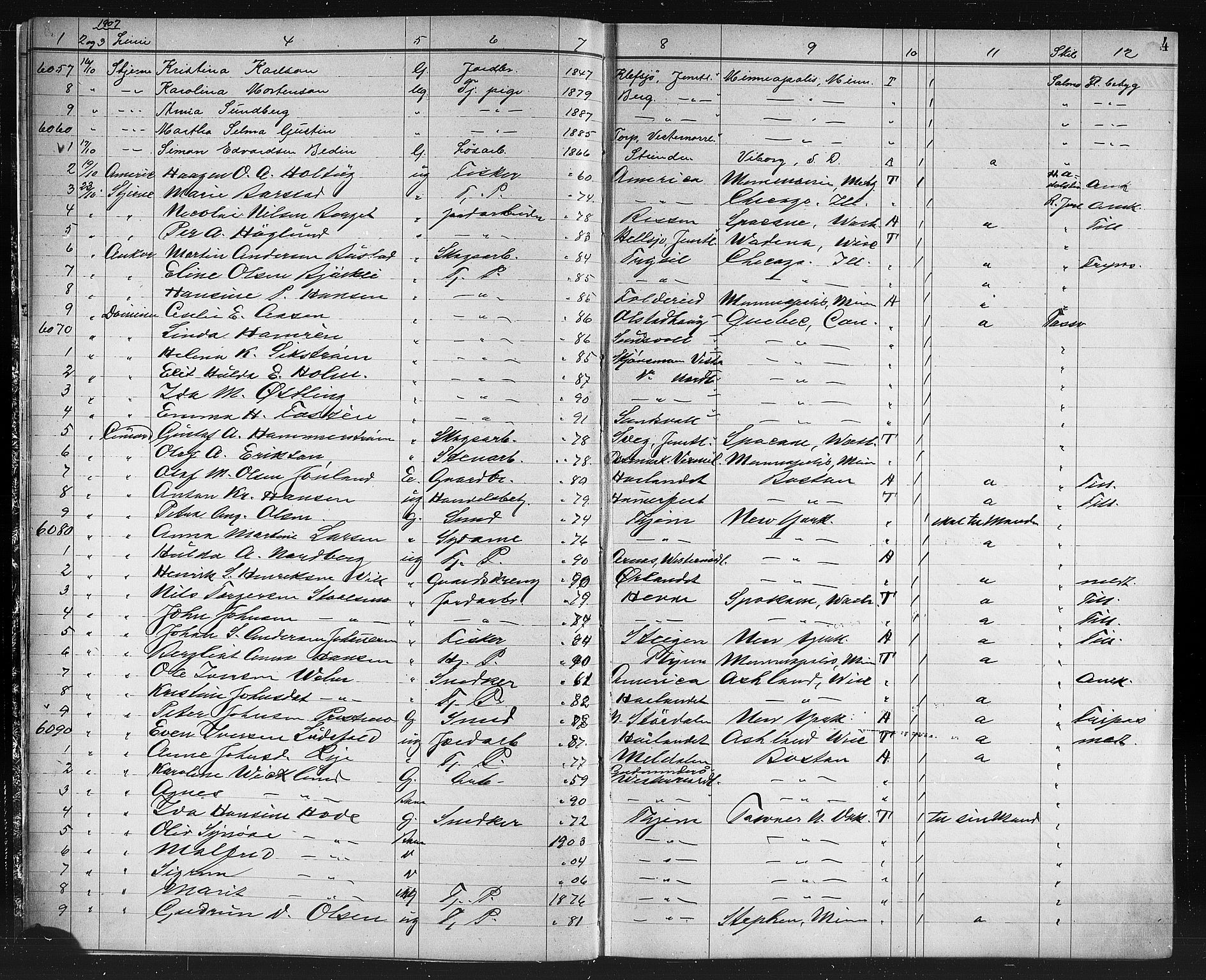 Trondheim politikammer, AV/SAT-A-1887/1/32/L0014: Emigrantprotokoll XIII, 1907-1911, s. 4