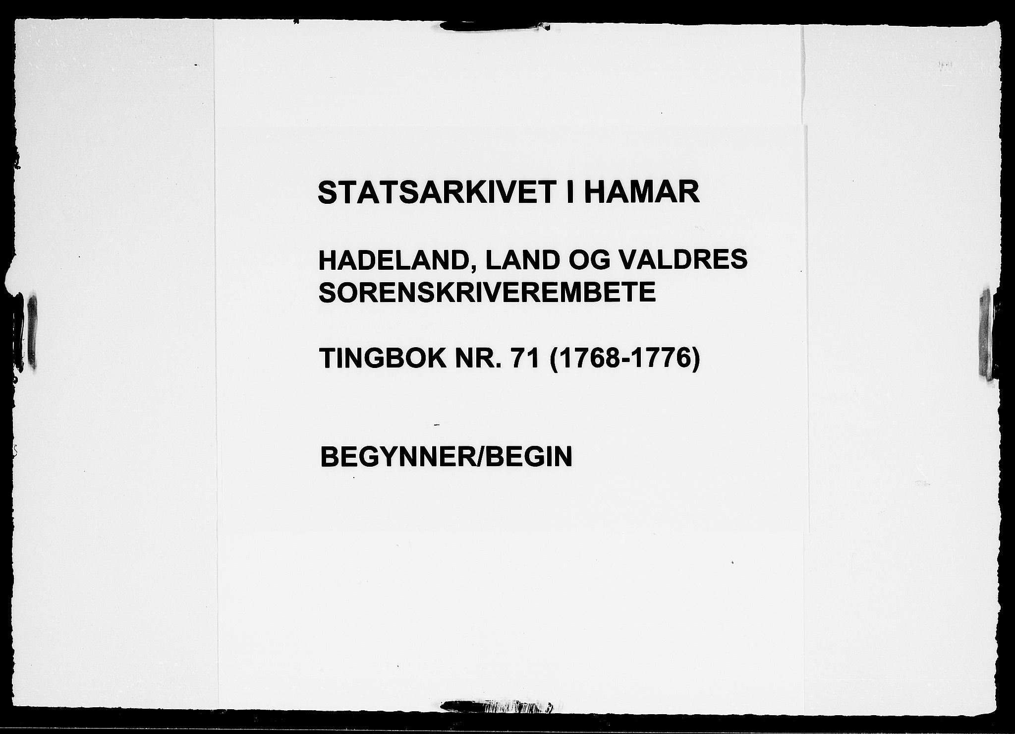 Hadeland, Land og Valdres sorenskriveri, SAH/TING-028/G/Gb/L0071: Tingbok - Valdres, 1768-1776