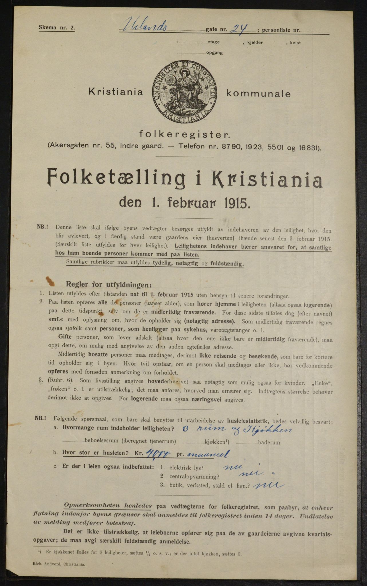 OBA, Kommunal folketelling 1.2.1915 for Kristiania, 1915, s. 119143