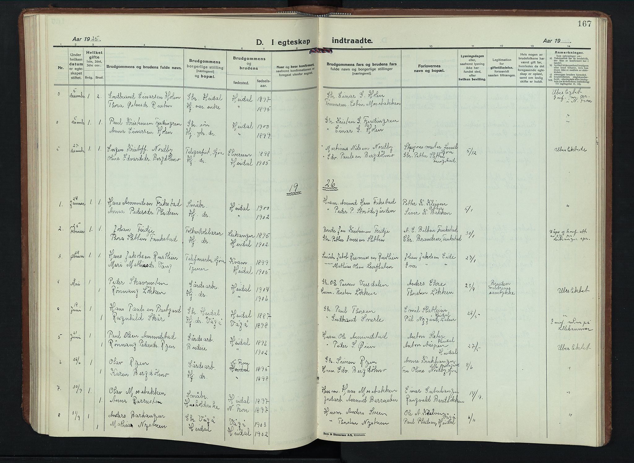 Sel prestekontor, AV/SAH-PREST-074/H/Ha/Hab/L0006: Klokkerbok nr. 6, 1923-1953, s. 167