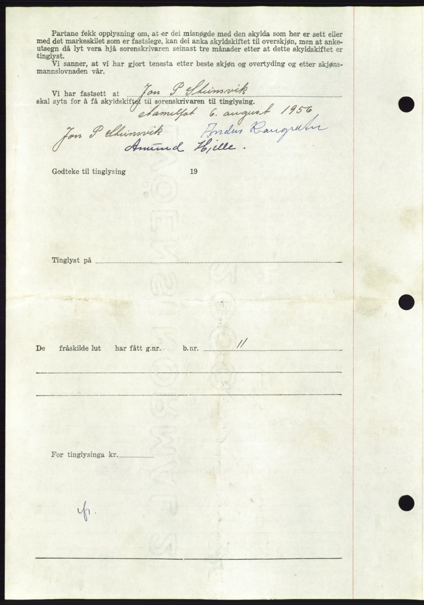 Søre Sunnmøre sorenskriveri, AV/SAT-A-4122/1/2/2C/L0104: Pantebok nr. 30A, 1956-1956, Dagboknr: 1632/1956