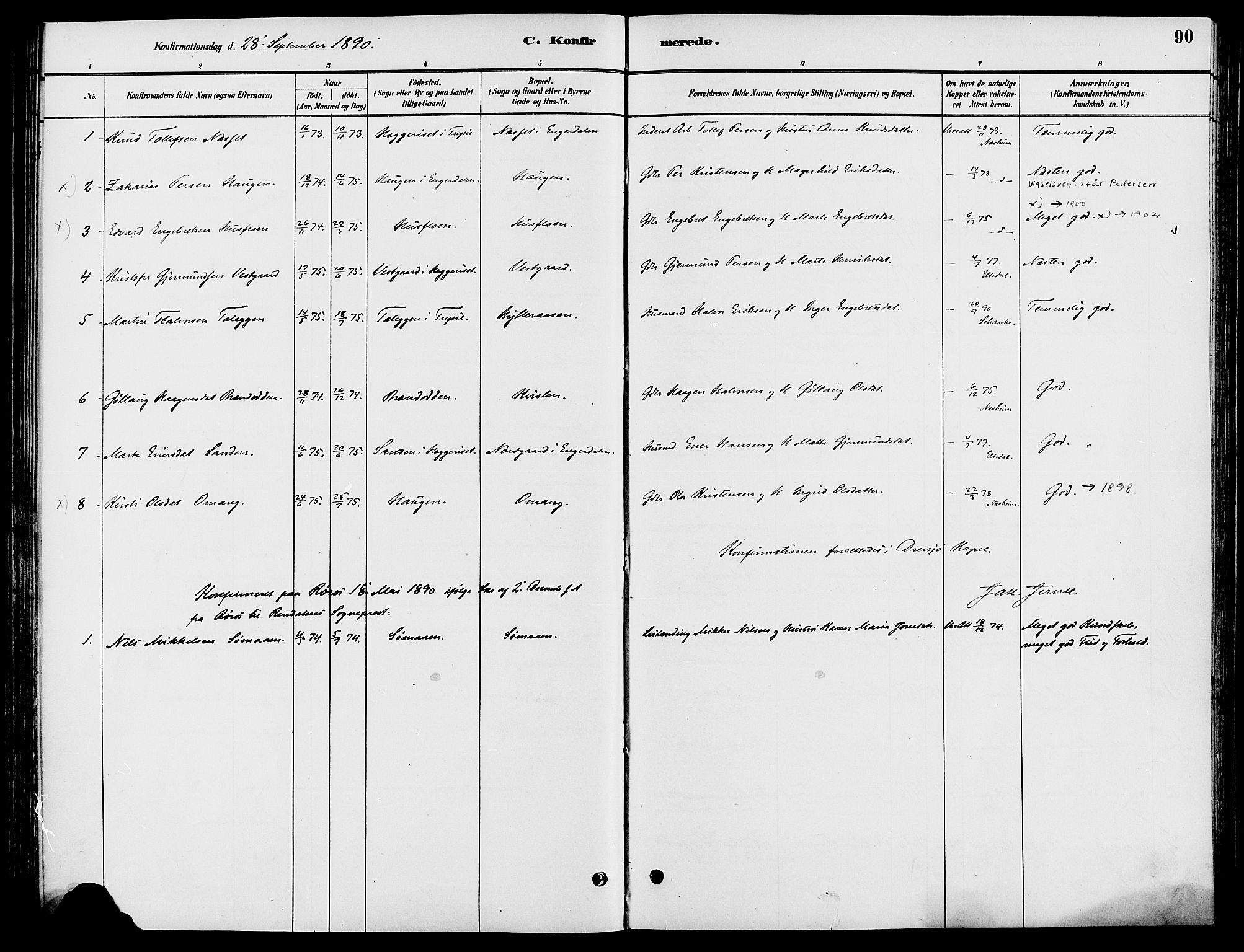 Engerdal prestekontor, AV/SAH-PREST-048/H/Ha/Haa/L0001: Ministerialbok nr. 1, 1881-1898, s. 90