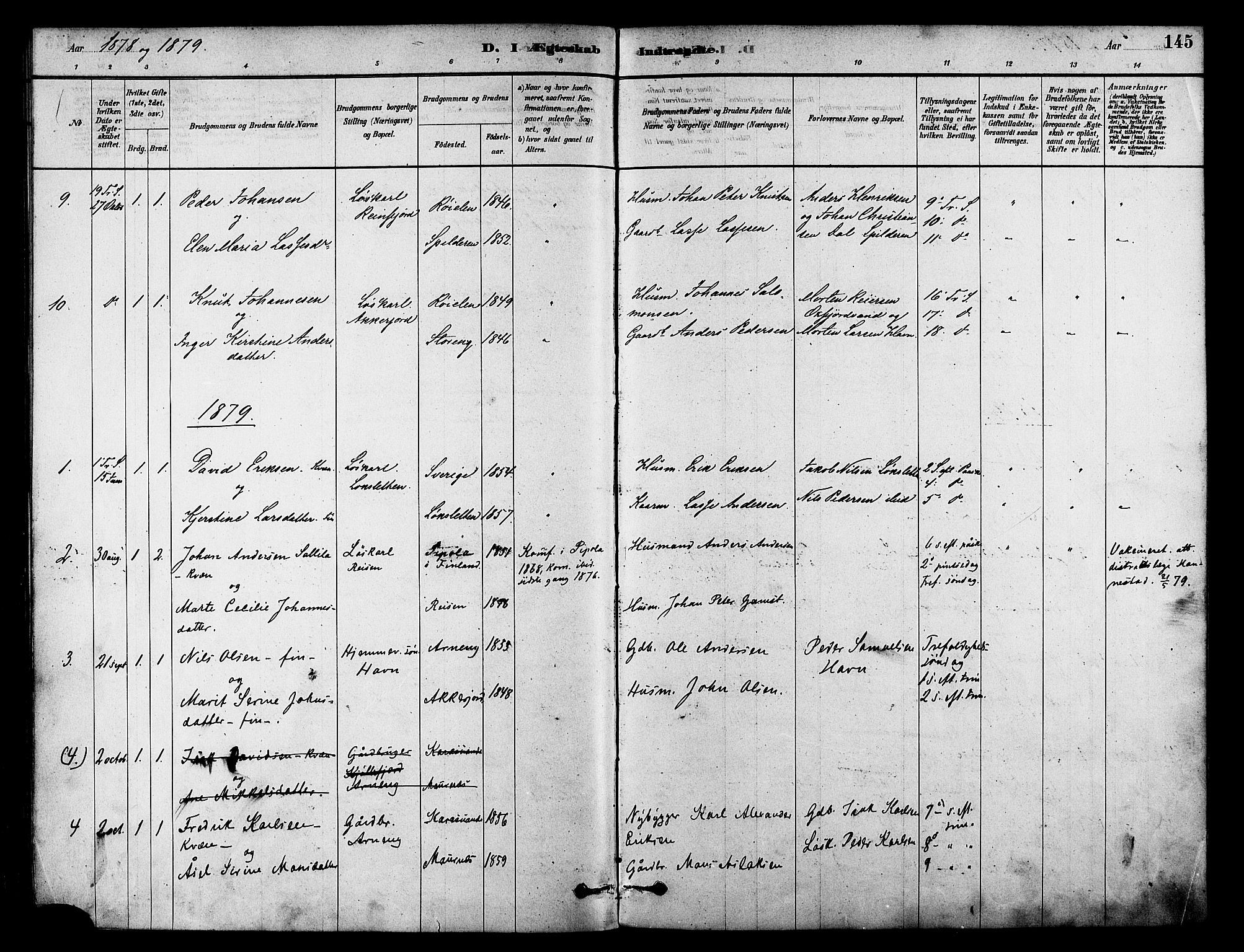 Skjervøy sokneprestkontor, AV/SATØ-S-1300/H/Ha/Haa/L0009kirke: Ministerialbok nr. 9, 1878-1887, s. 145