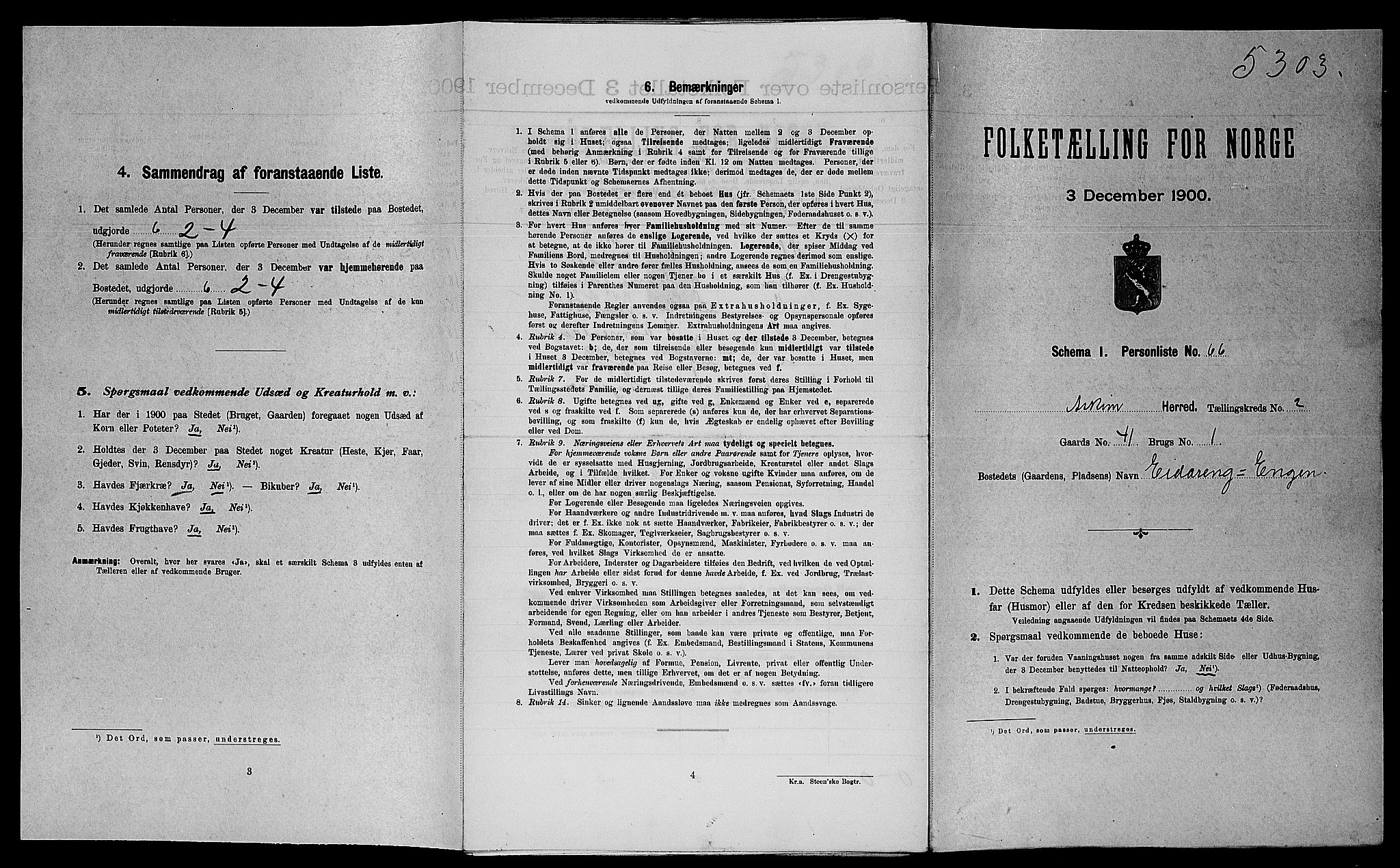 SAO, Folketelling 1900 for 0124 Askim herred, 1900